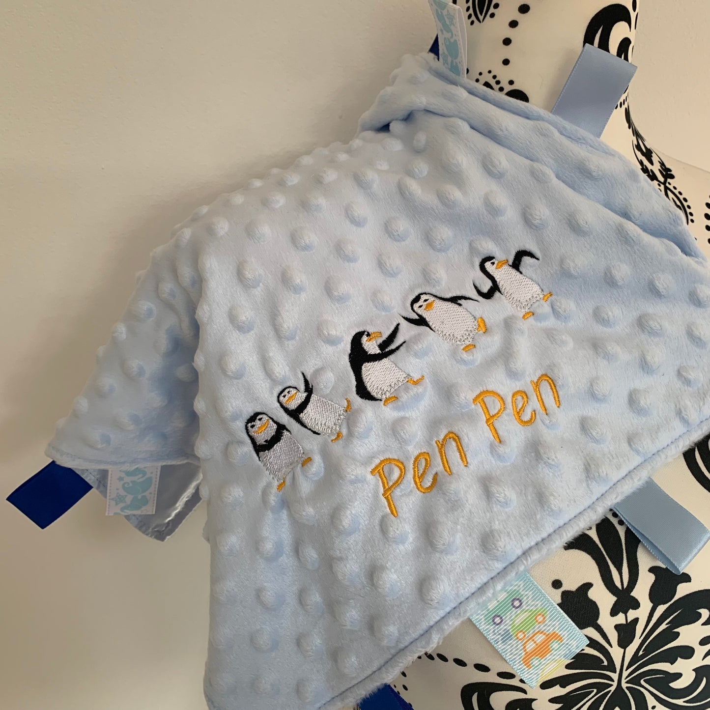 Penguins Dancing -  Baby Taggy Bubble Blanket / Satin Comforter - Personalised