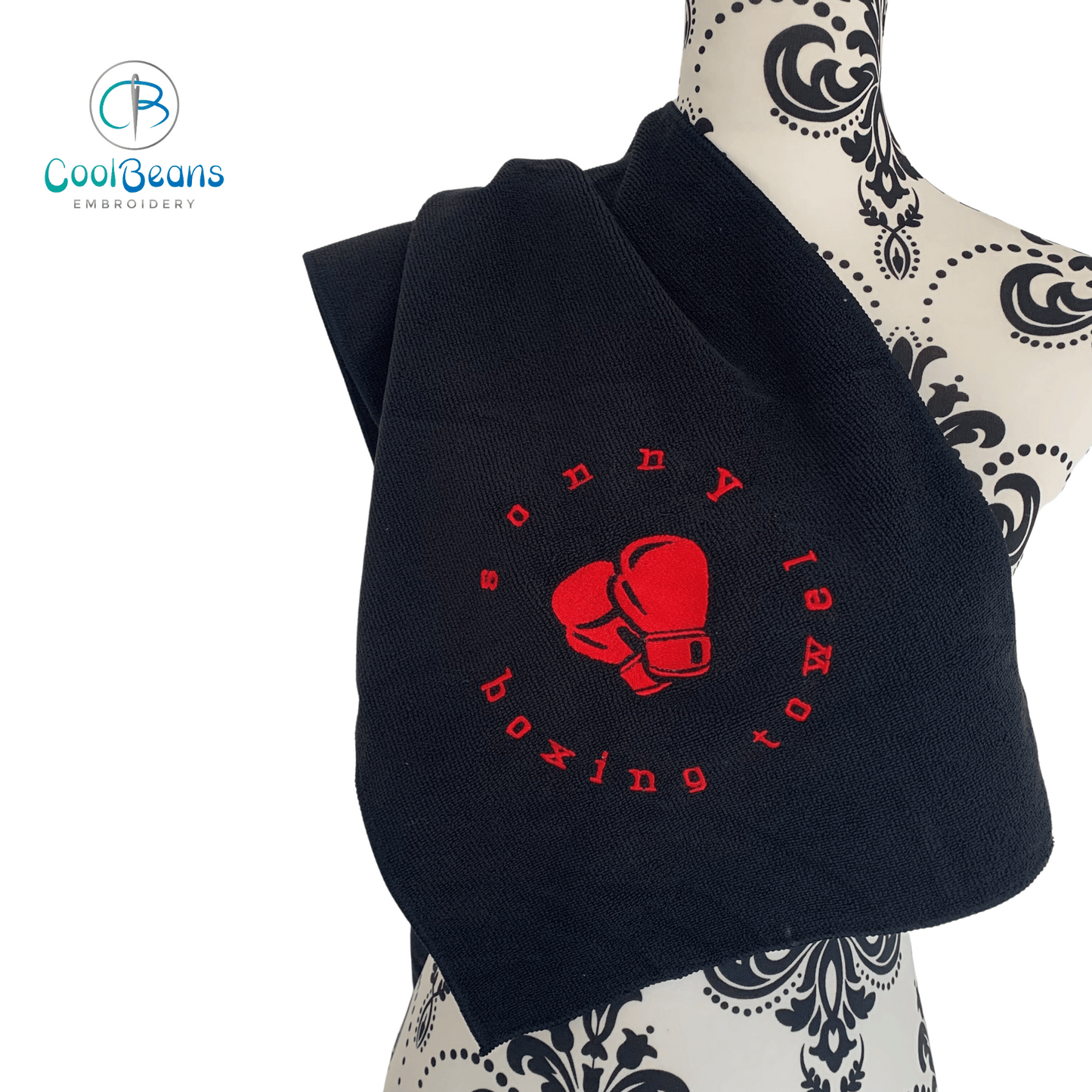 Sports - Boxing (Circular Text) Microfibre Towel - Personalised - Cool Beans Embroidery & Personalisation