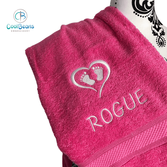 Baby Feet in Heart Towels - Personalised