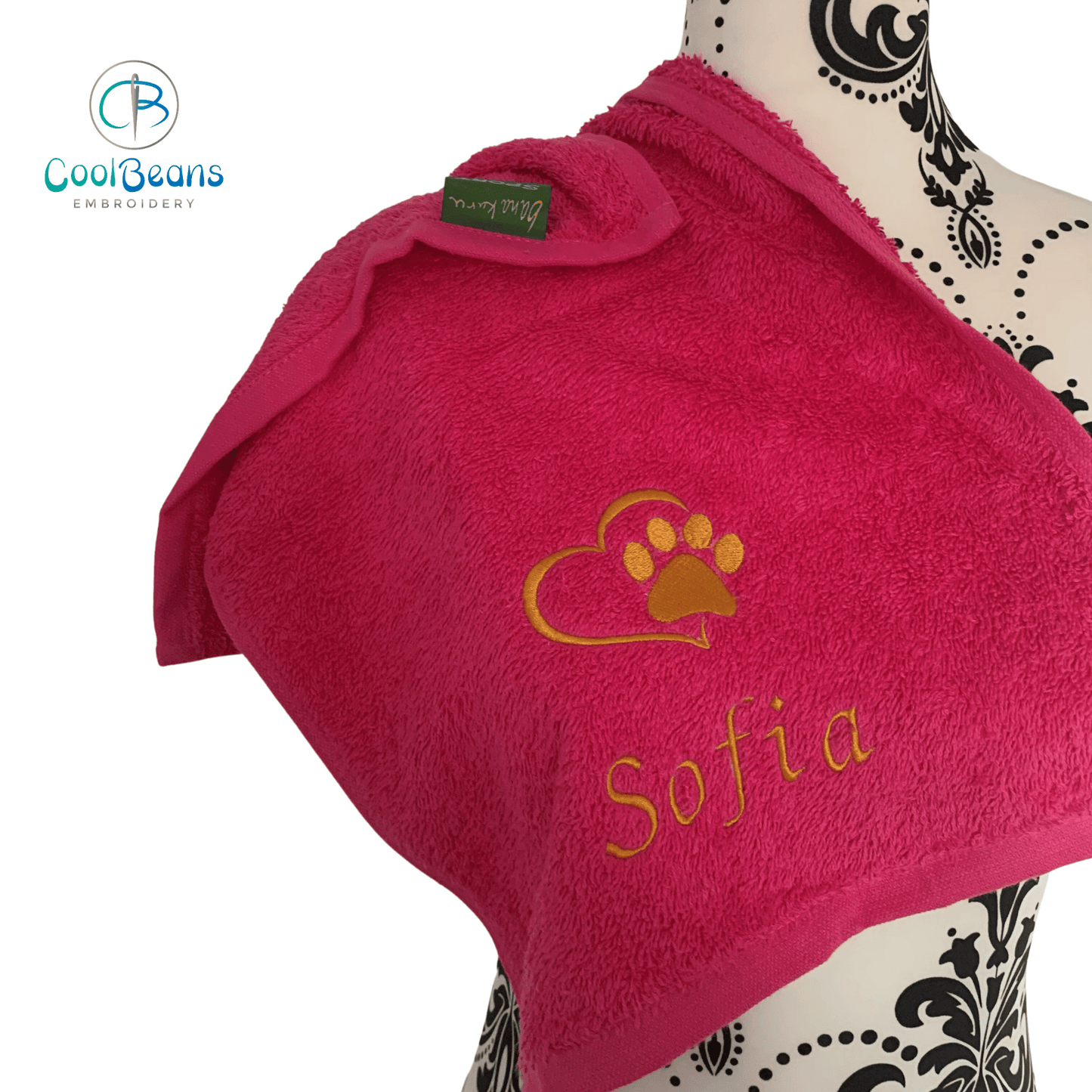 Paw in Heart Gym Towel - Personalised