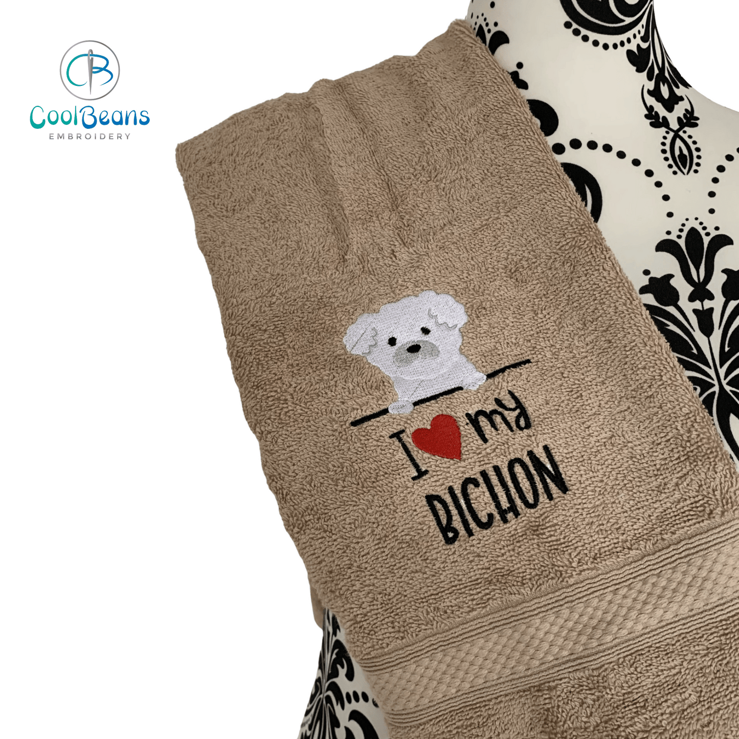 Dog Towels - I Love my Bichon - Personalised