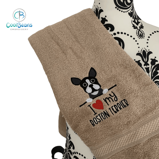 Dog Towels - I Love my Boston Terrier - Personalised