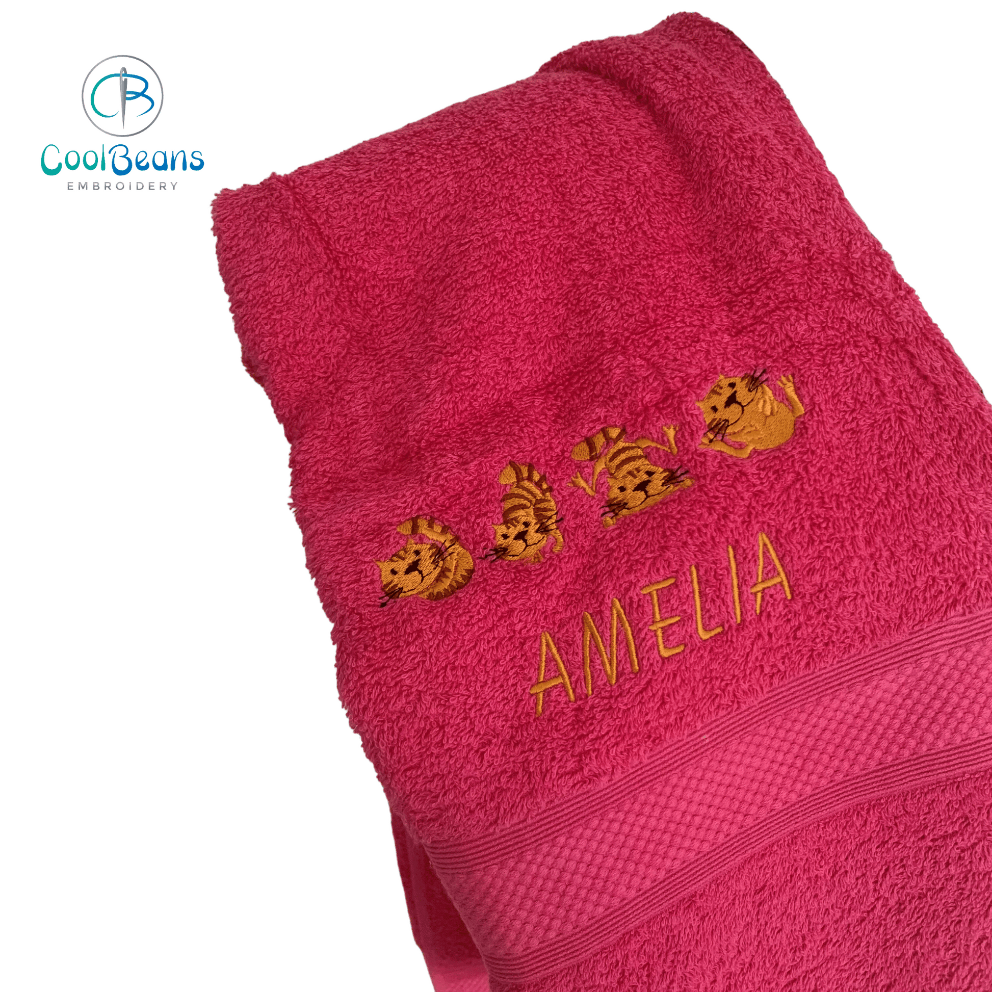 Cat Towels - Kittens / Cats - Personalised - Cool Beans Embroidery & Personalisation