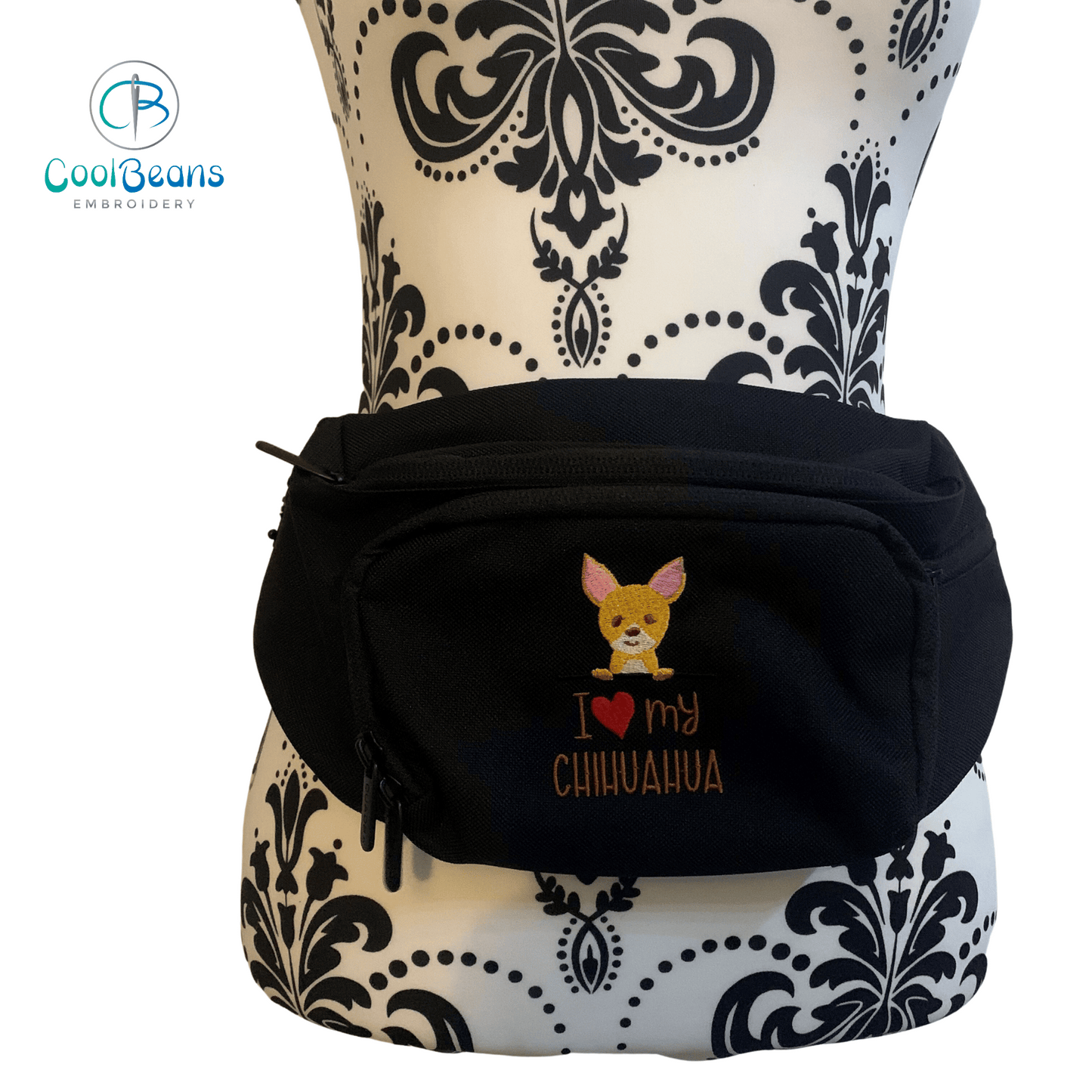 Dog Walking - I Love Chihuahua - Belt Bag / 4 Zip Bumbag - Cool Beans Embroidery & Personalisation