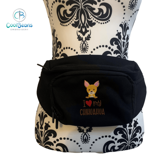 Dog Walking - I Love Chihuahua - Belt Bag / 4 Zip Bumbag - Cool Beans Embroidery & Personalisation
