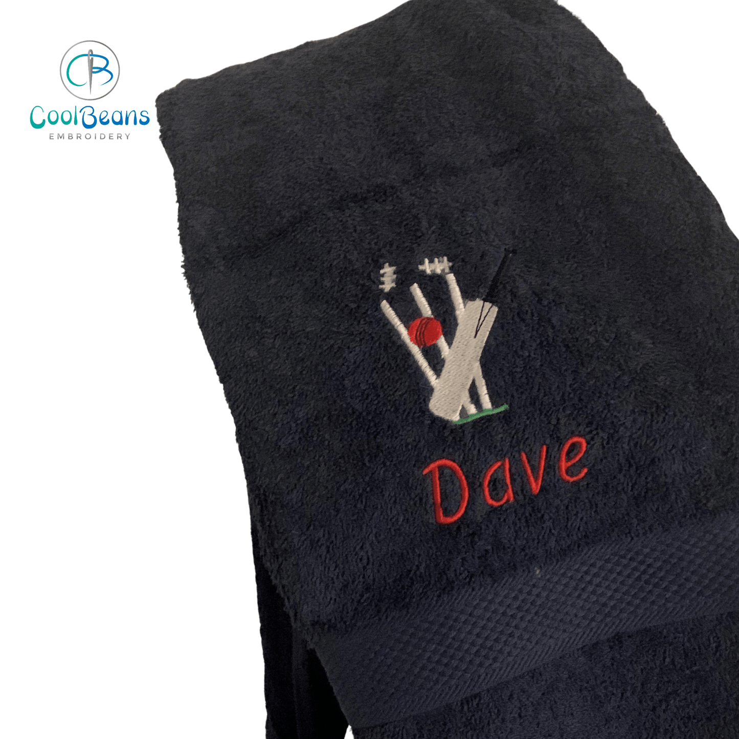 CricketEmbroideredPersonalisedTowel-Navy