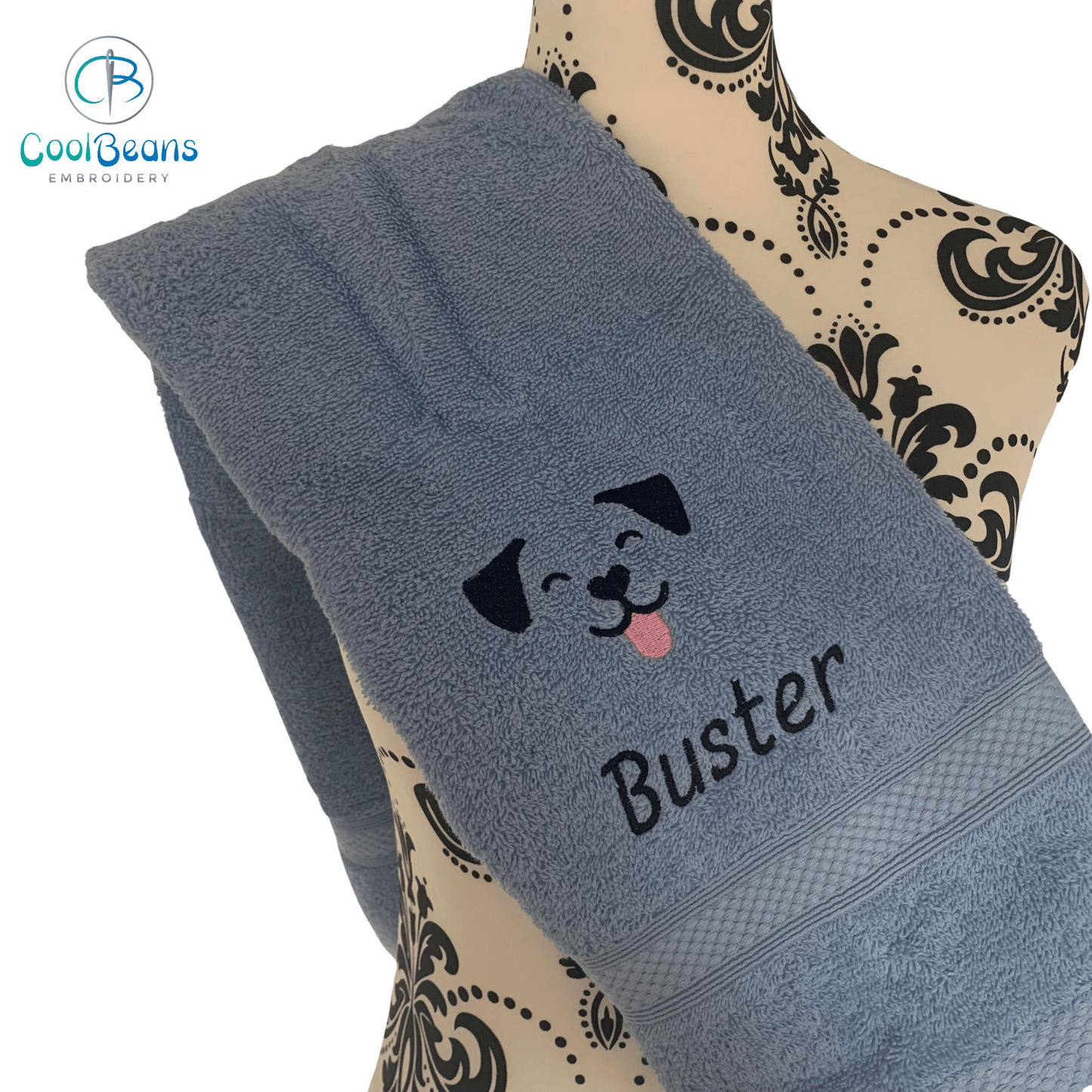 Dog Towels - Dog Face - Personalised - Cool Beans Embroidery & Personalisation
