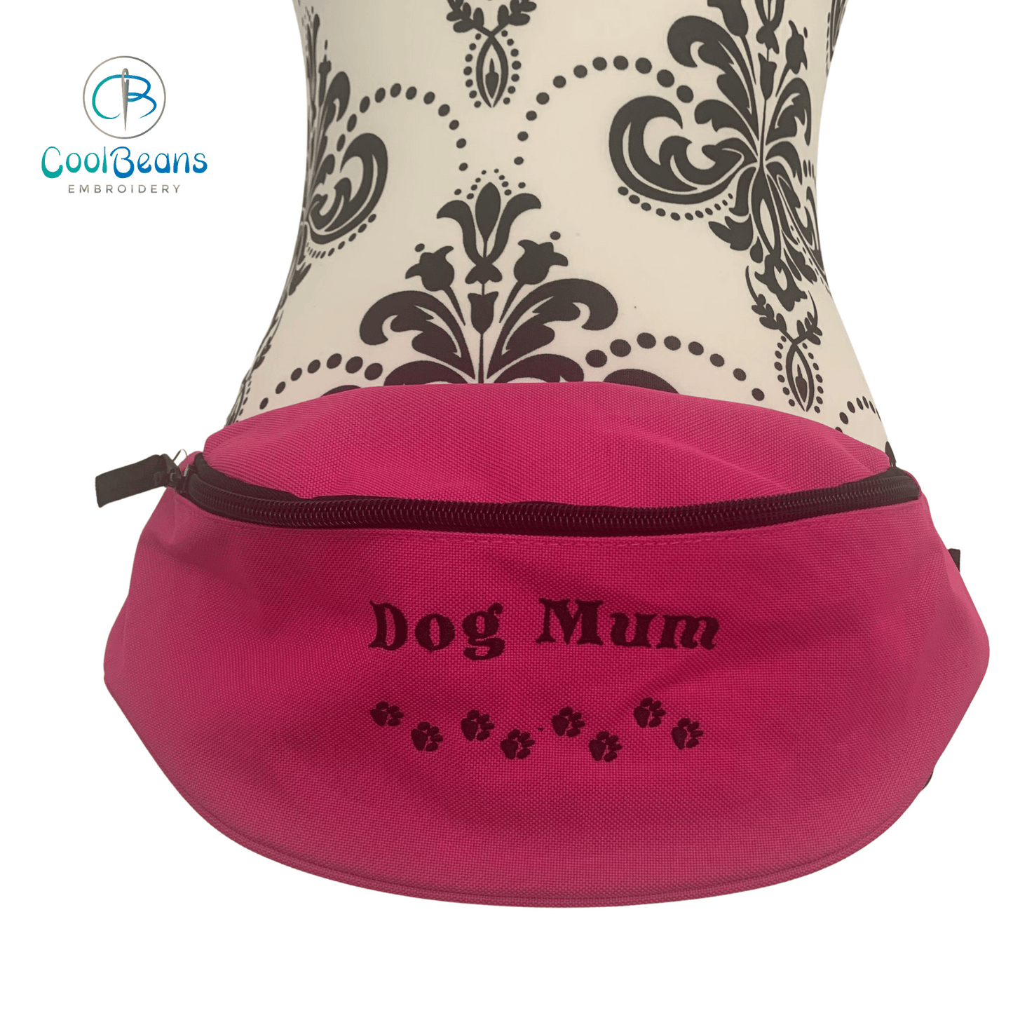 Dog Walking - Dog Mum Mini Paws Belt Bag / 2 Zip Bumbag - Cool Beans Embroidery & Personalisation