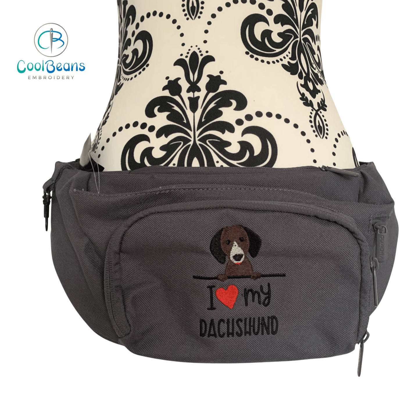 Dog Walking - I Love my Dachshund - Belt Bag / 4 Zip Bumbag