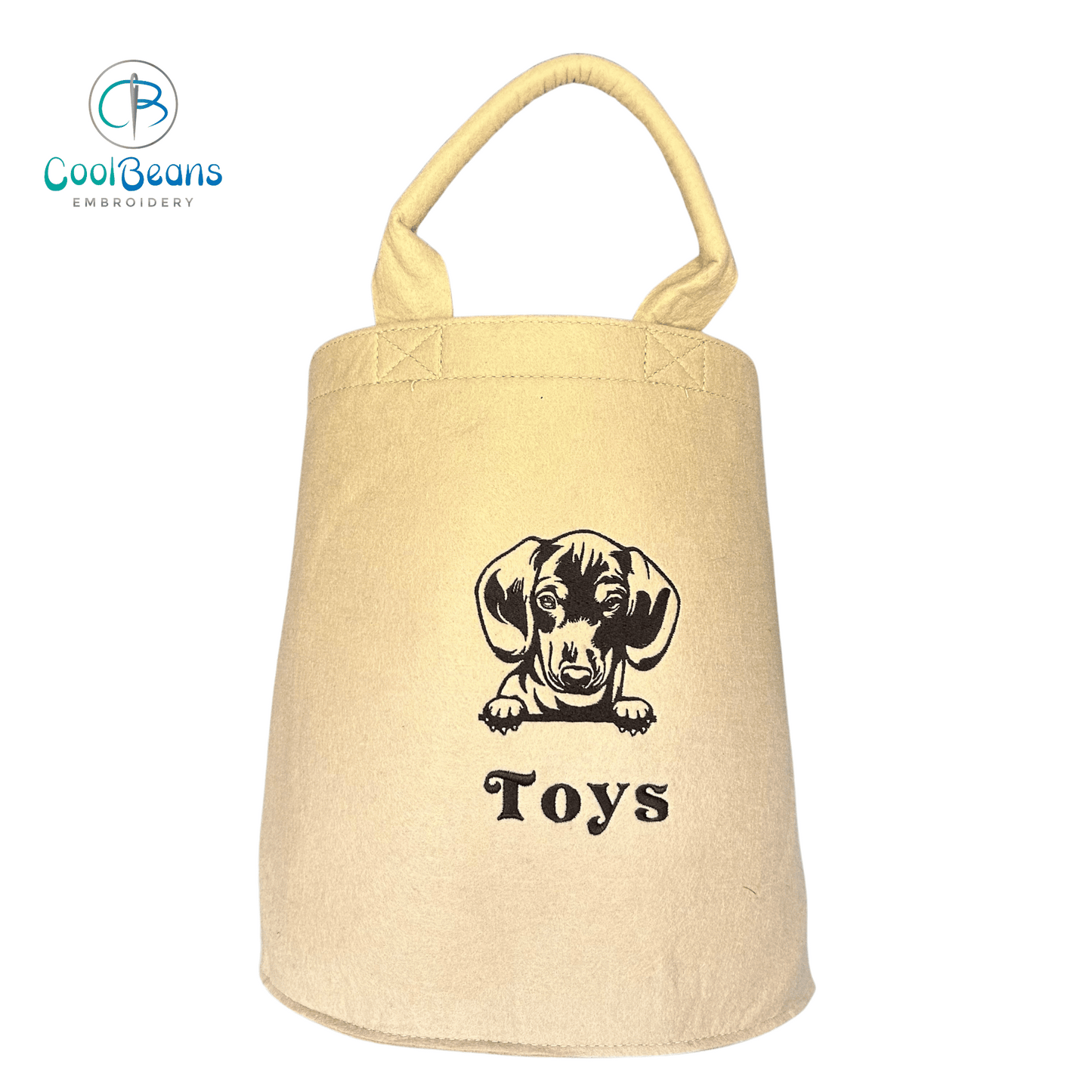 Dachshund Toy/Blanket Storage - Pet Felt Trug - Pet Storage Tub - Personalised a