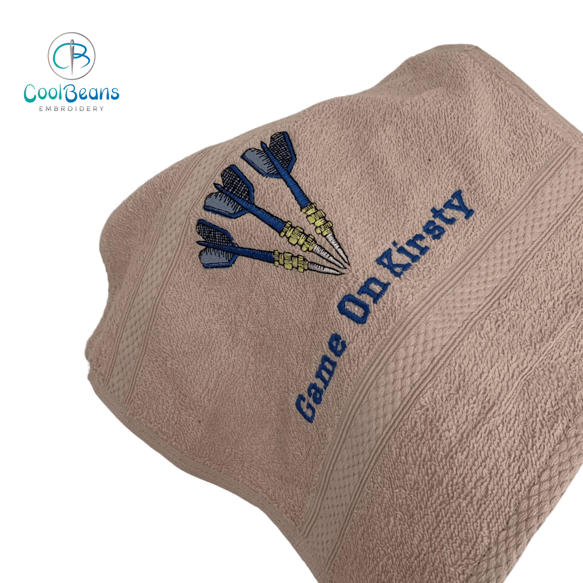 Darts Embroidered Personalised Face Cloth - Dusky Pink