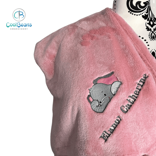 Elephant - Kids Large Fleece Blanket - Personalised