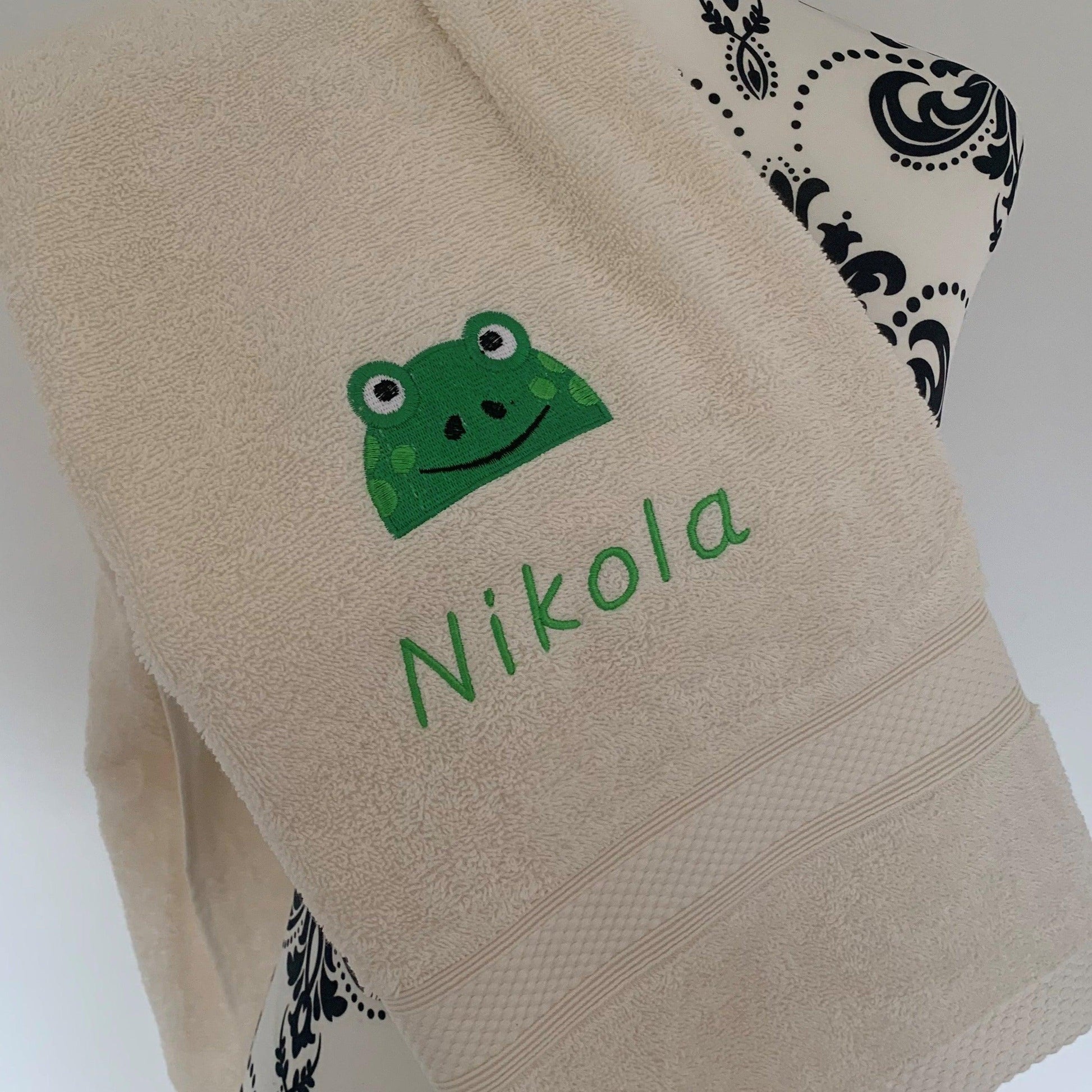 Frog Towels - Personalised - Cream