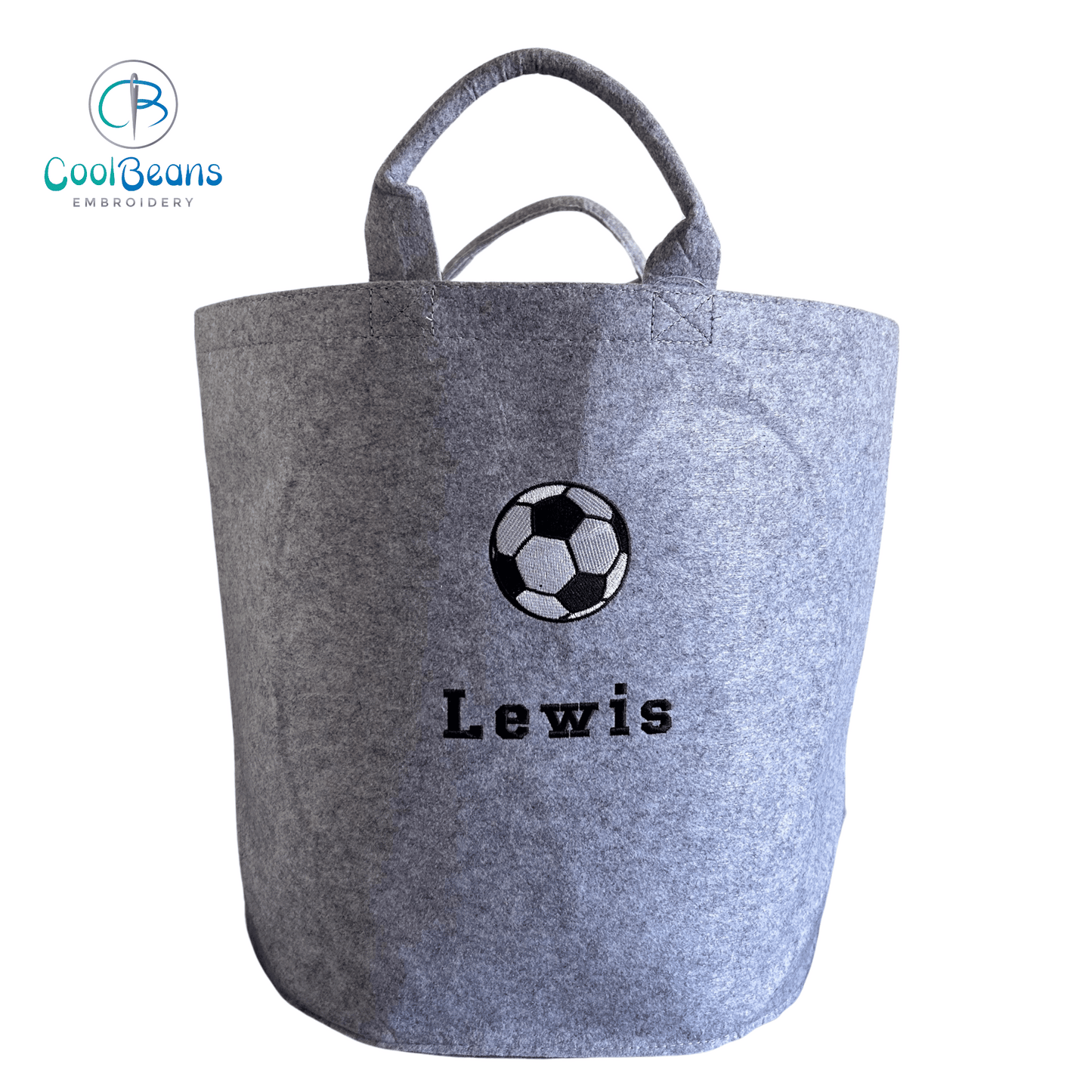 Football Felt Trug - Toy Storage Tub - Personalised