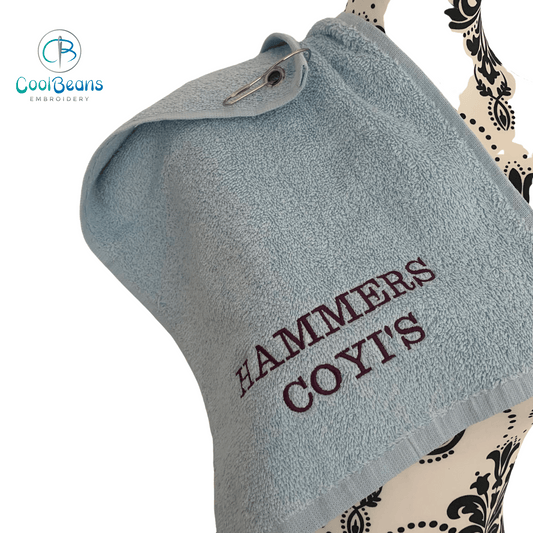Golf Name Towel - Grommet & Hook - 550gsm - Personalised - Cool Beans Embroidery & Personalisation