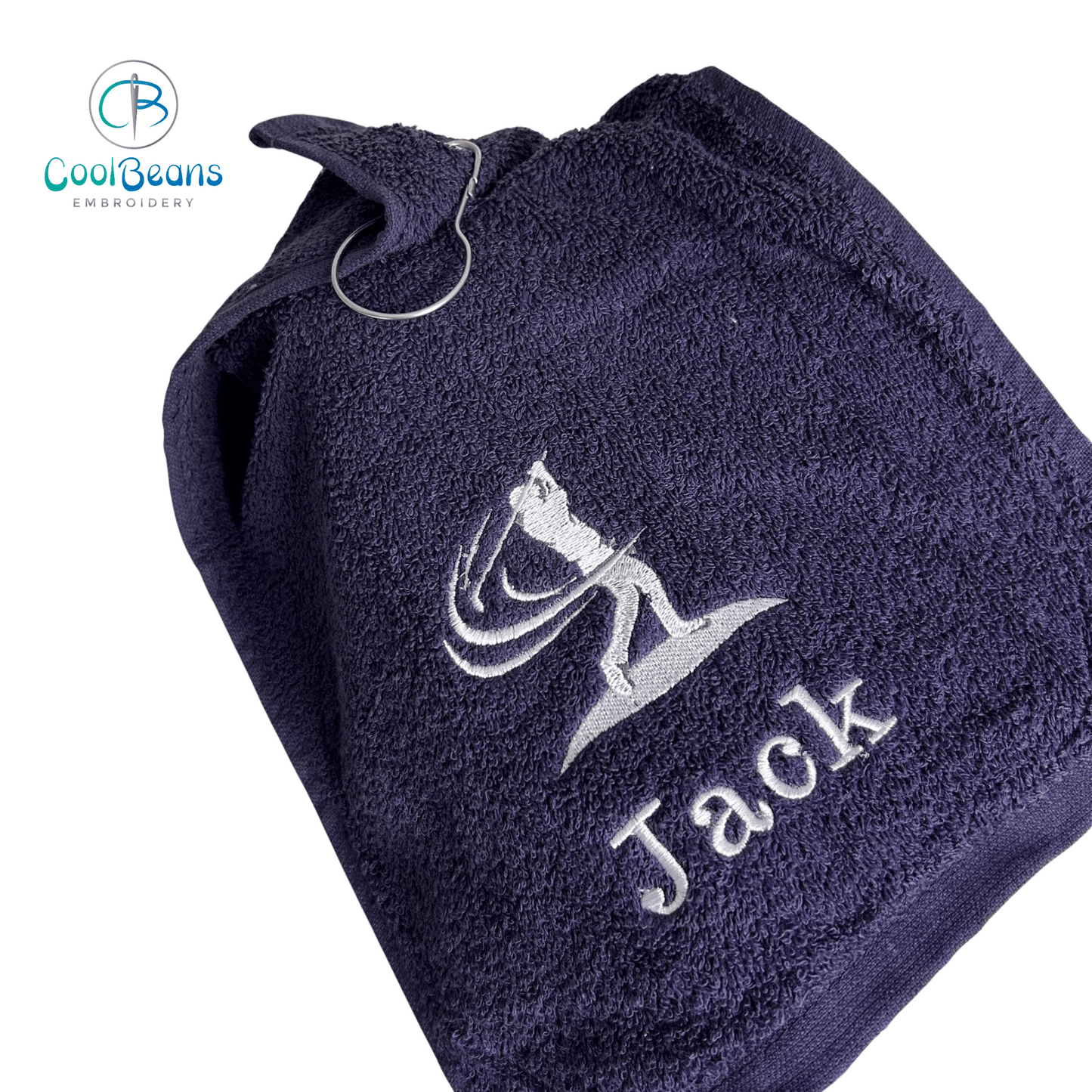 Golf Swing B Towel - Grommet & Hook - 550gsm - Personalised