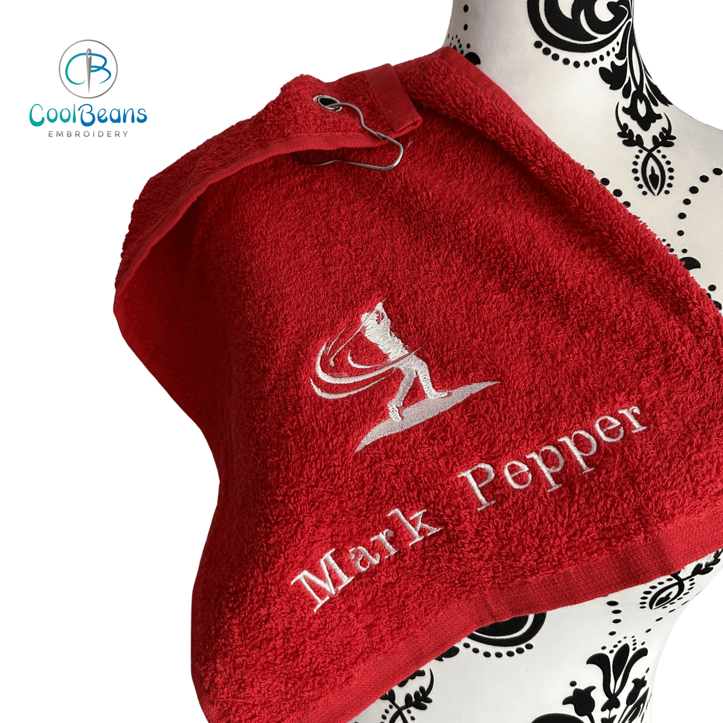 Golf Swing B Towel - Grommet & Hook - 550gsm - Personalised