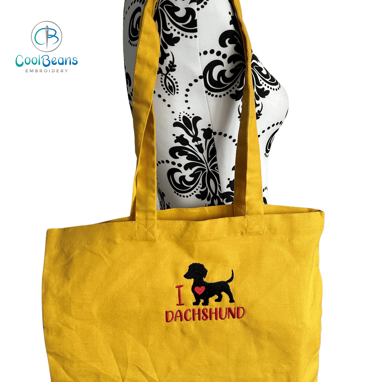 Heart Dachcshund Dog Tote / Shopper Bag - Personalised