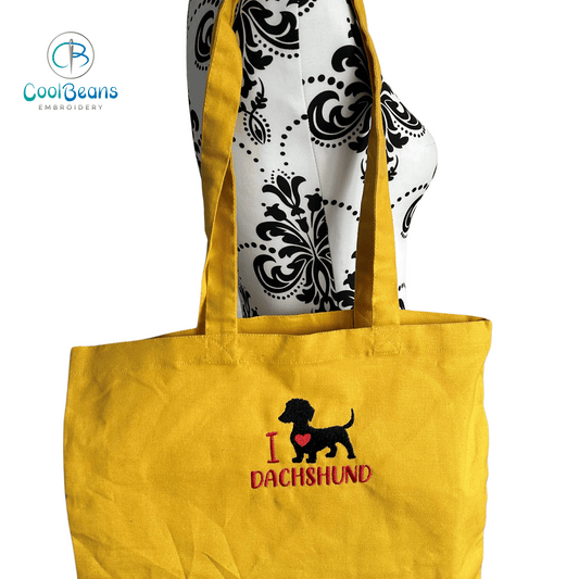 Heart Dachcshund Dog Tote / Shopper Bag - Personalised