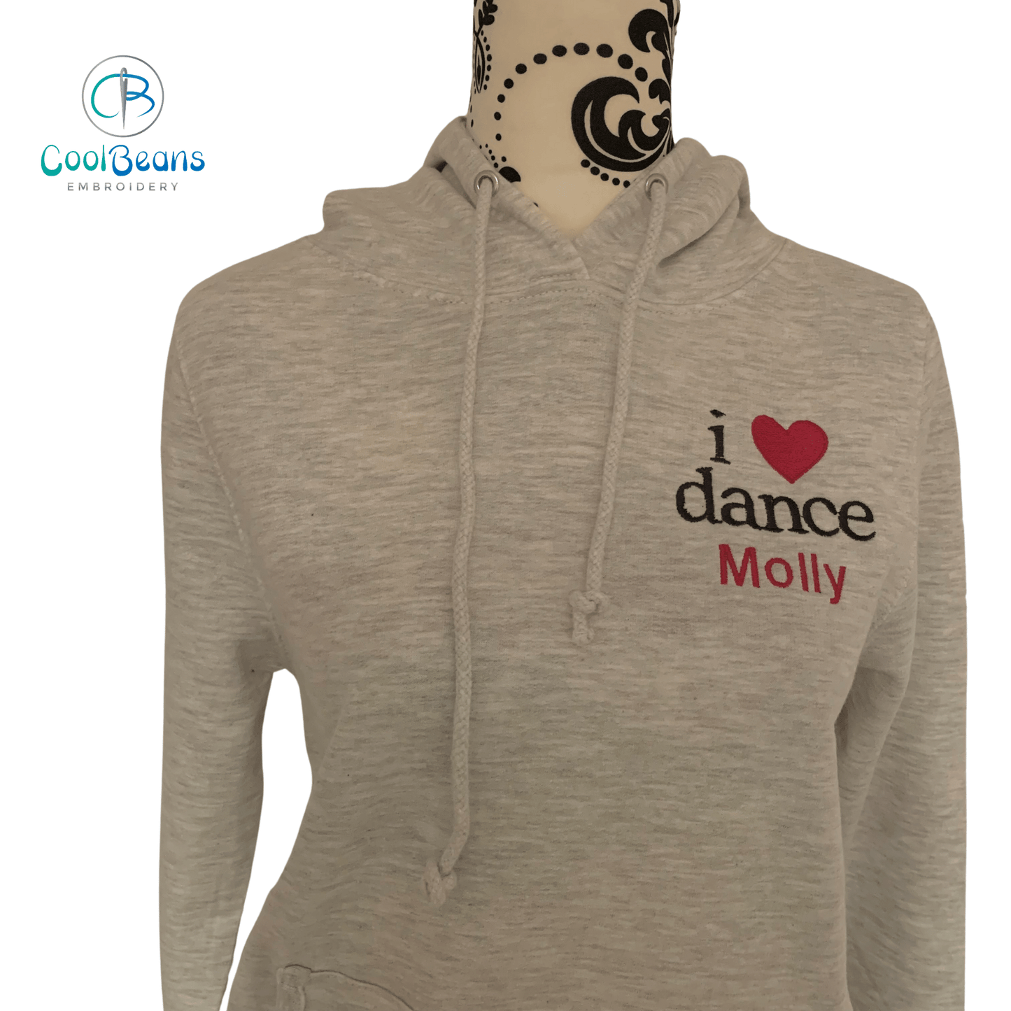 I Love Dance Embroidered Personalised Hoodie