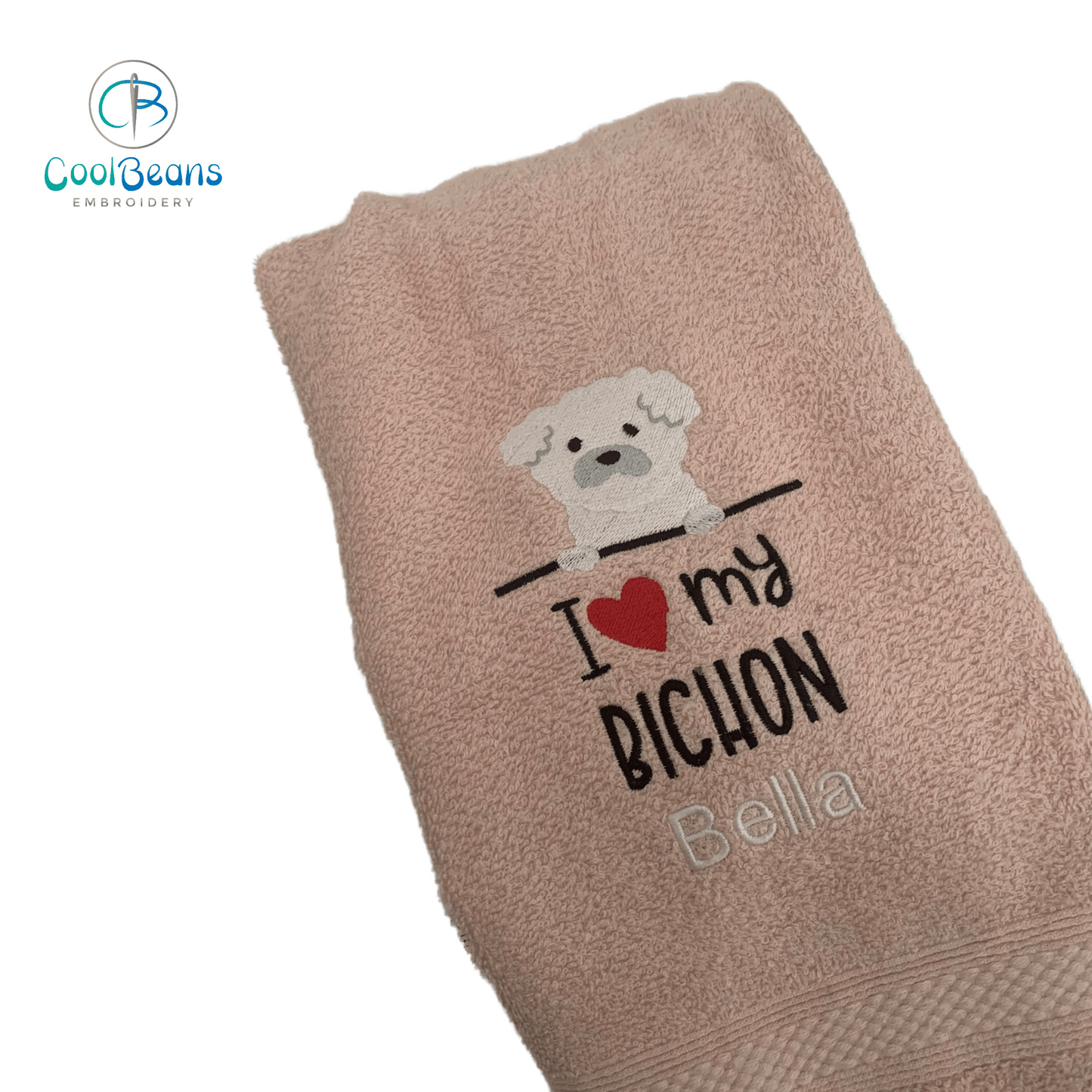 Dog Towels - I Love my Bichon - Personalised