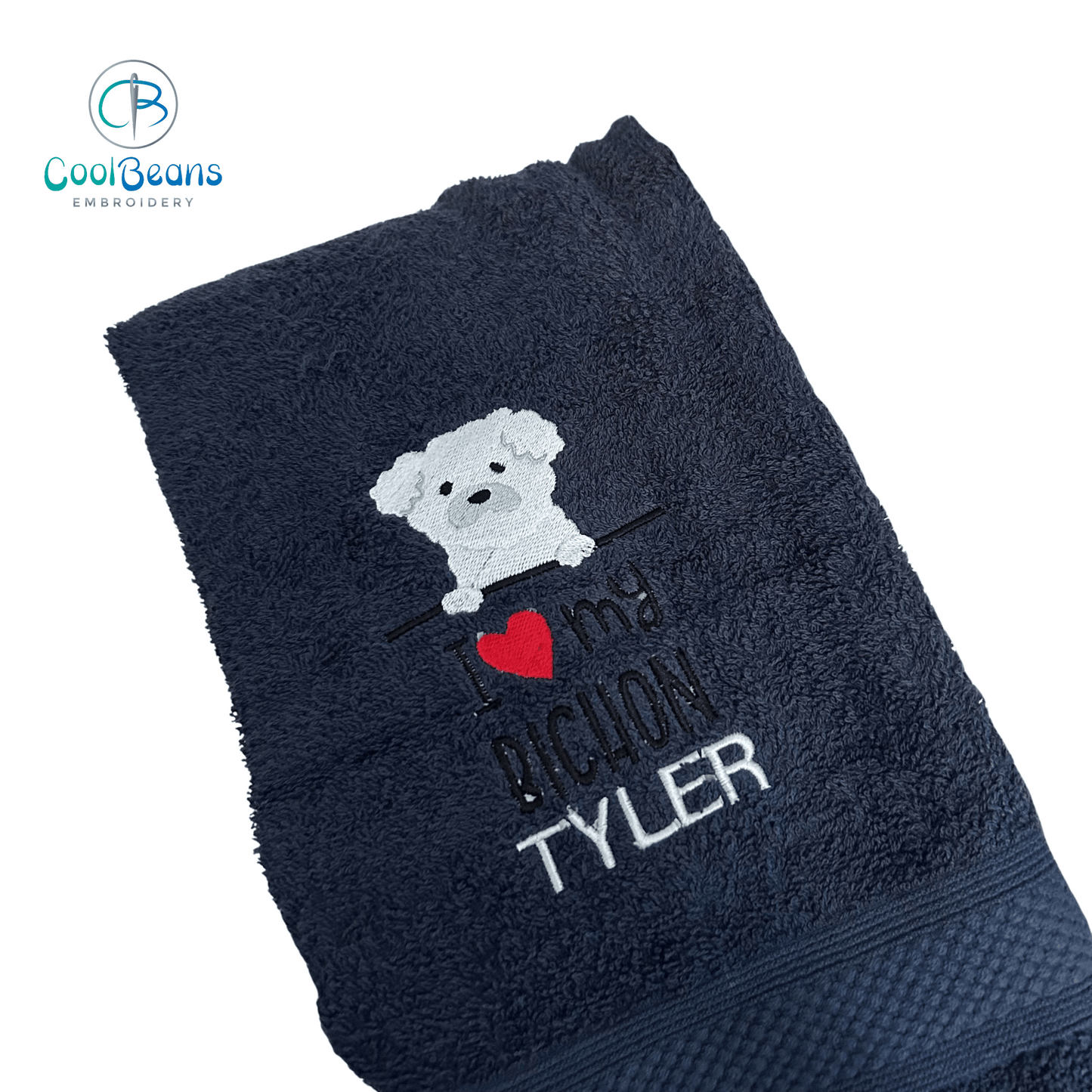 Dog Towels - I Love my Bichon - Personalised