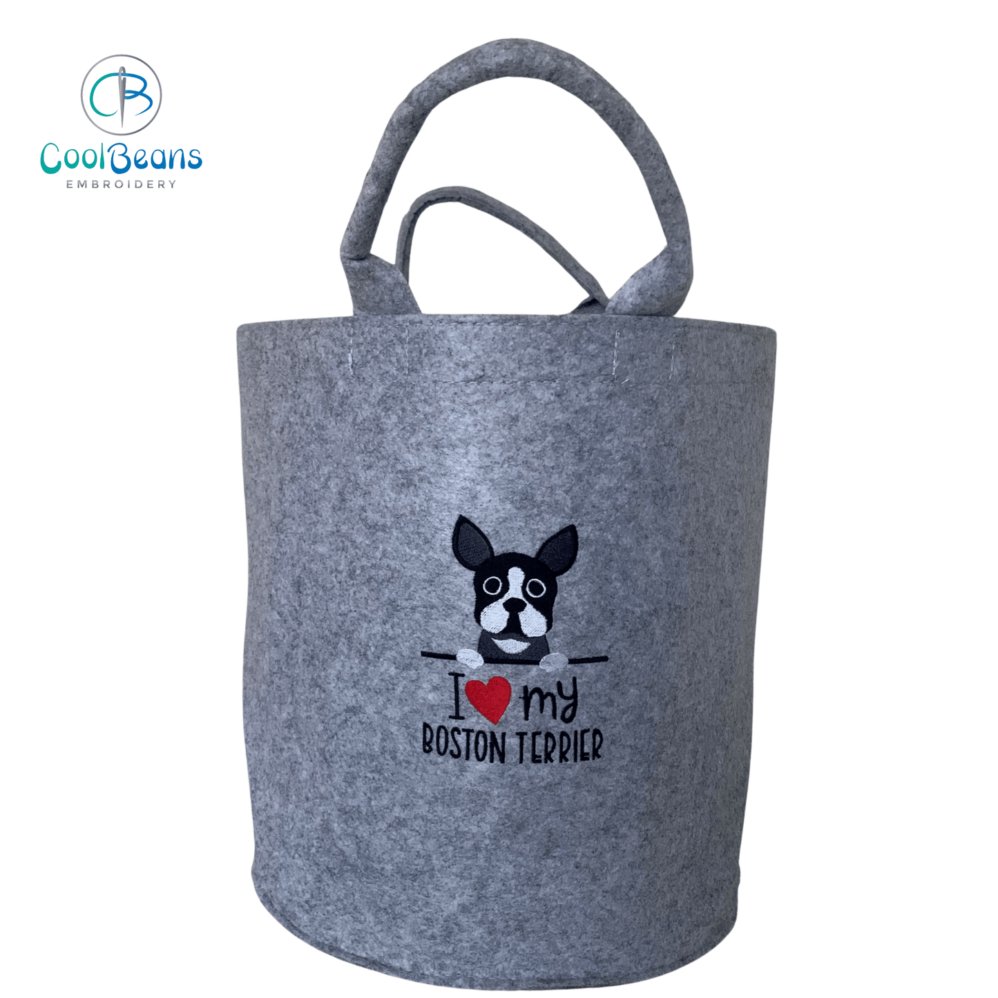 Boston Terrier Toy/Blanket Storage - Pet Felt Trug - Pet Storage Tub - Personalised