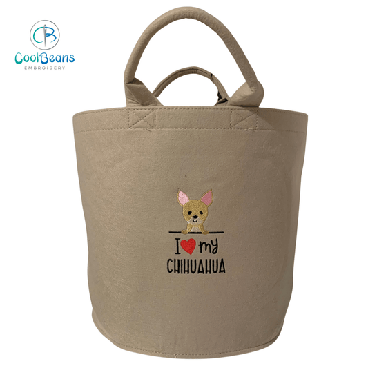 Chihuahua Toy/Blanket Storage - Pet Felt Trug - Pet Storage Tub - Personalised
