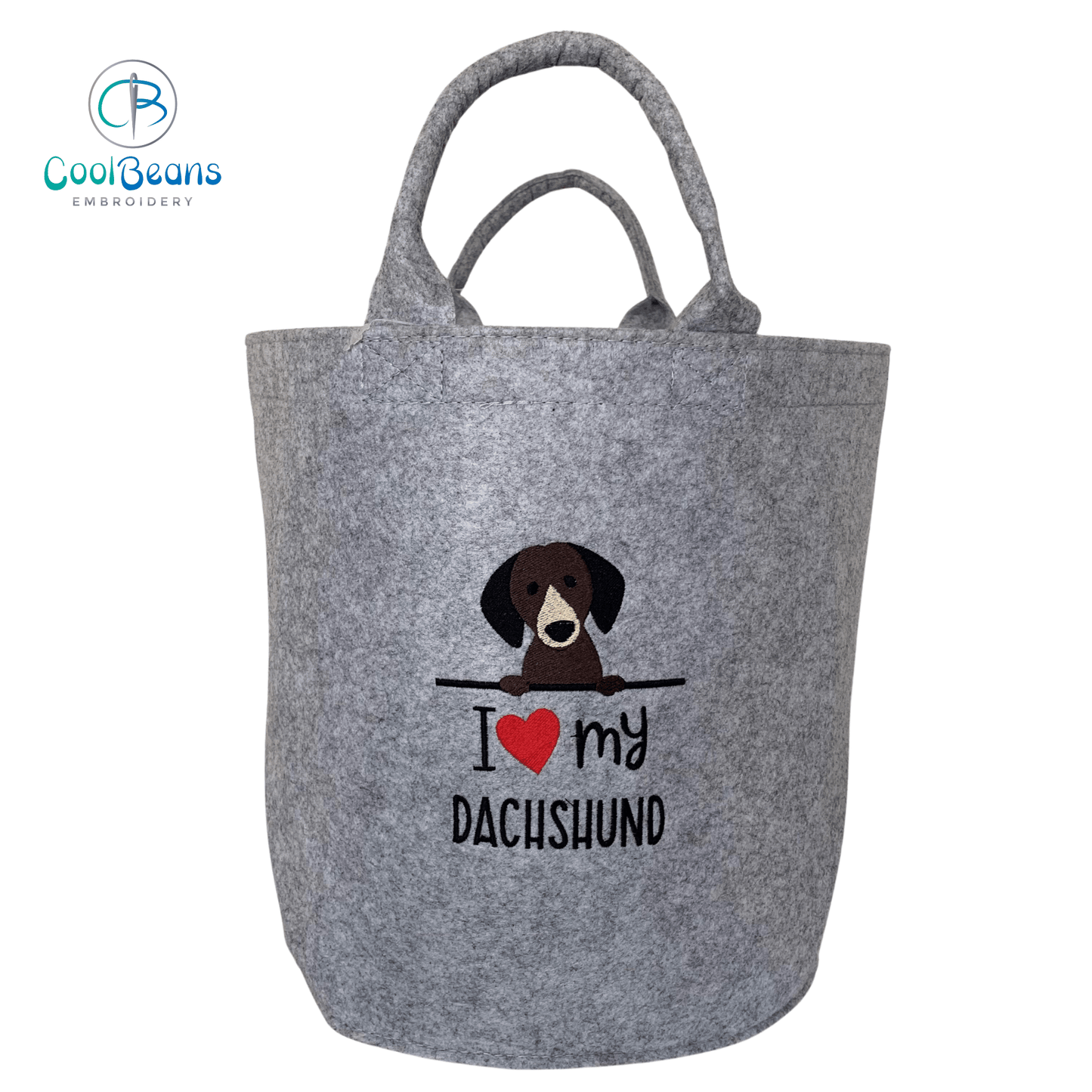 Dachshund Toy/Blanket Storage - Pet Felt Trug - Pet Storage Tub - Personalised