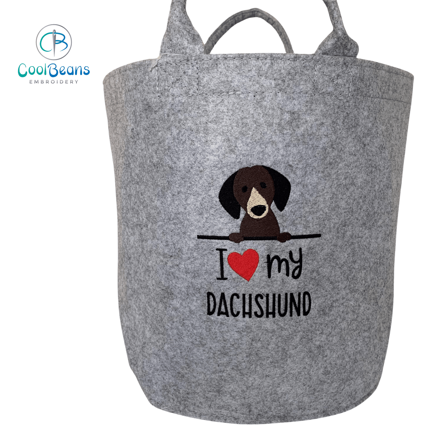 Dachshund Toy/Blanket Storage - Pet Felt Trug - Pet Storage Tub - Personalised
