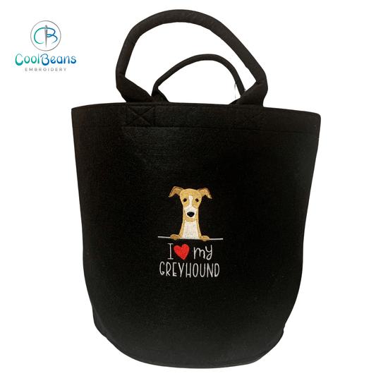 Greyhound Toy/Blanket Storage - Pet Felt Trug - Pet Storage Tub - Personalised
