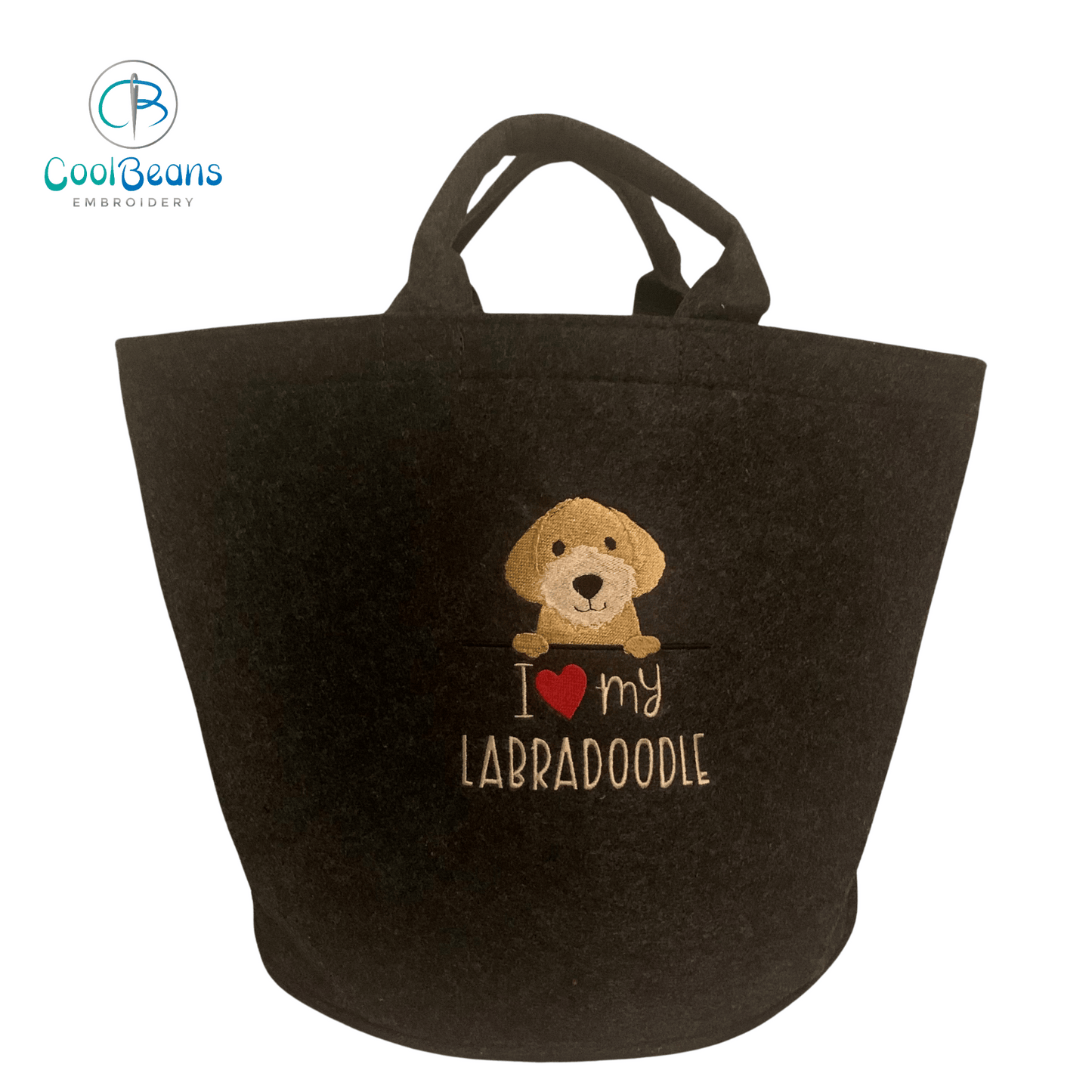 Labradoodle Toy/Blanket Storage - Pet Felt Trug - Pet Storage Tub - Personalised