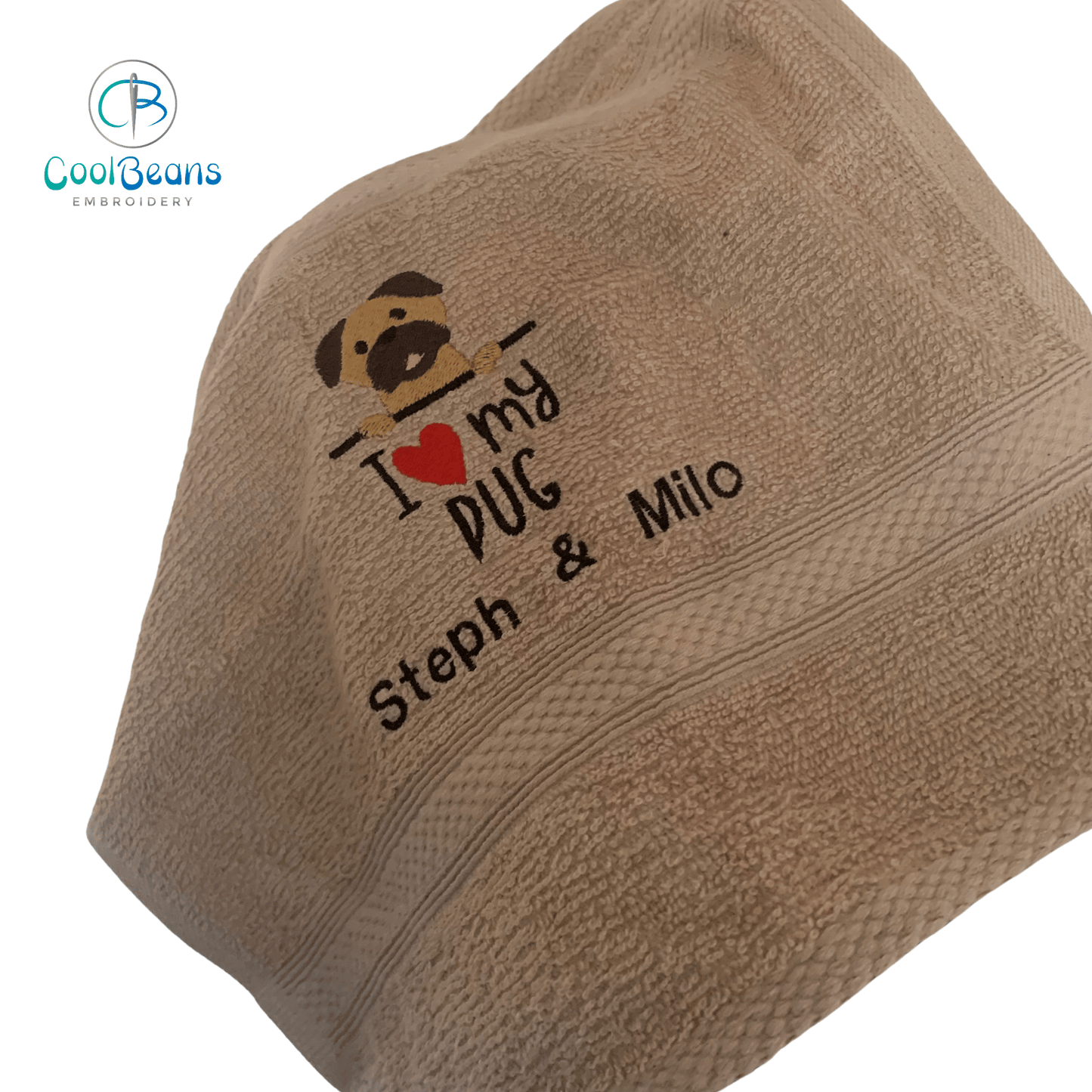 Dog Towels - I Love my Pug - Personalised