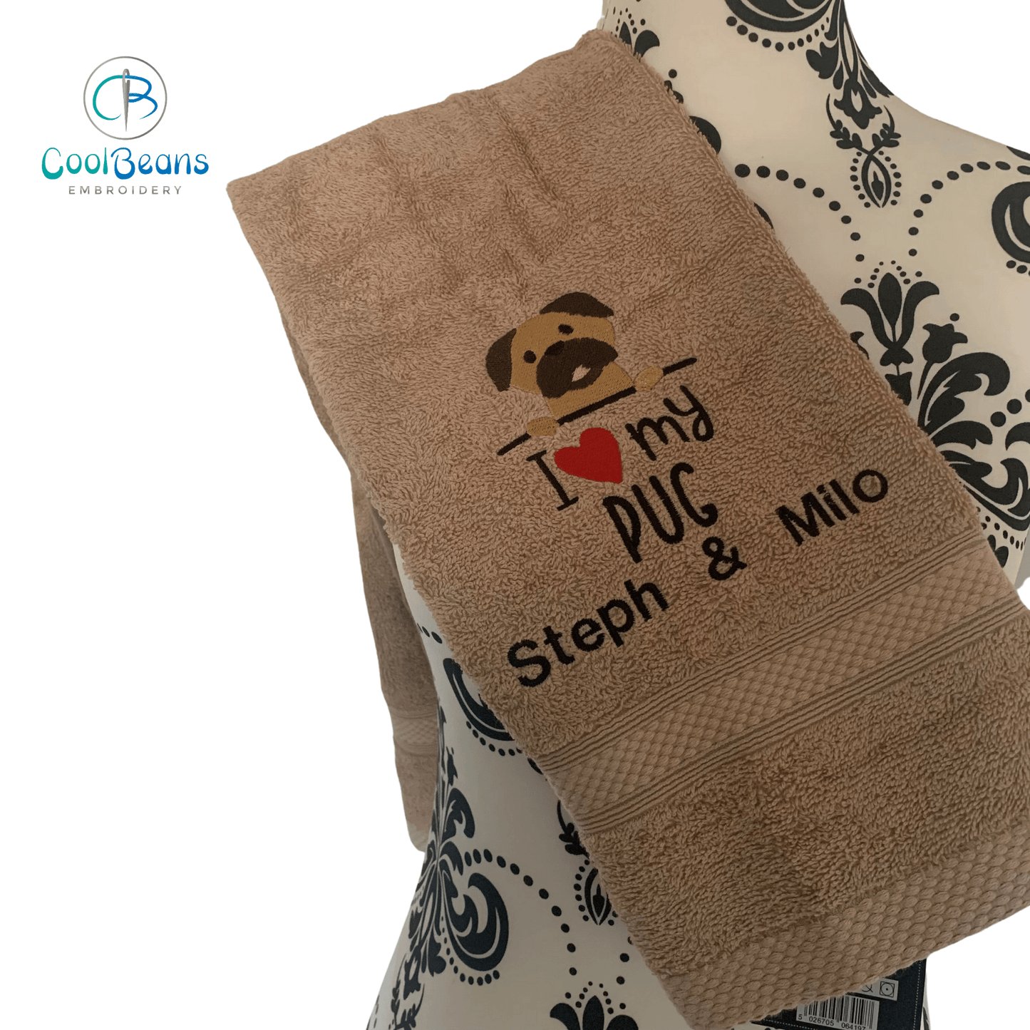 Dog Towels - I Love my Pug - Personalised