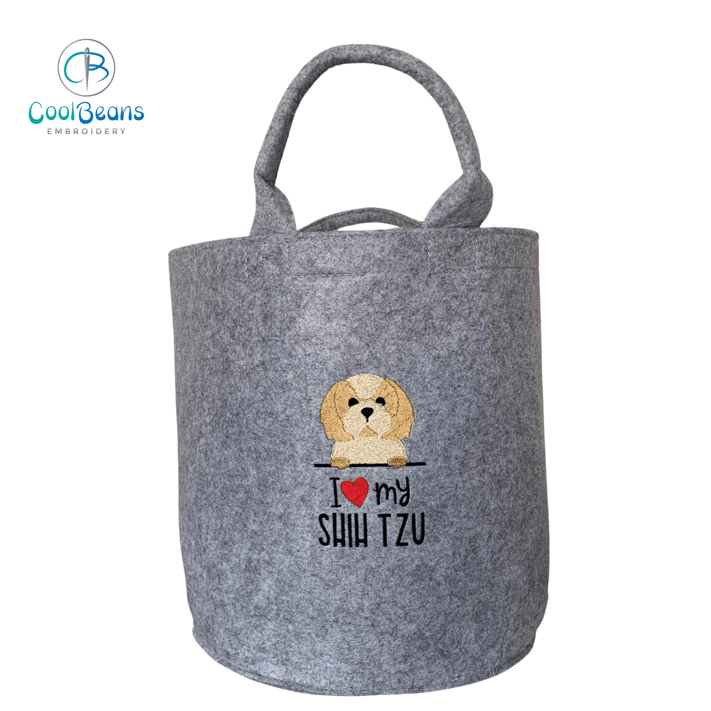 Shih Tzu Toy/Blanket Storage - Pet Felt Trug - Pet Storage Tub - Personalised
