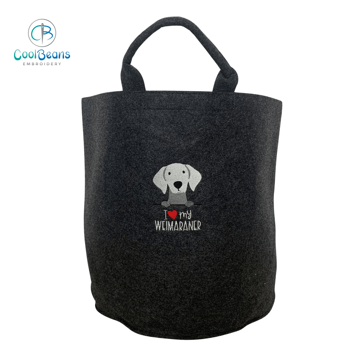 Weimaraner Toy/Blanket Storage - Pet Felt Trug - Pet Storage Tub - Personalised