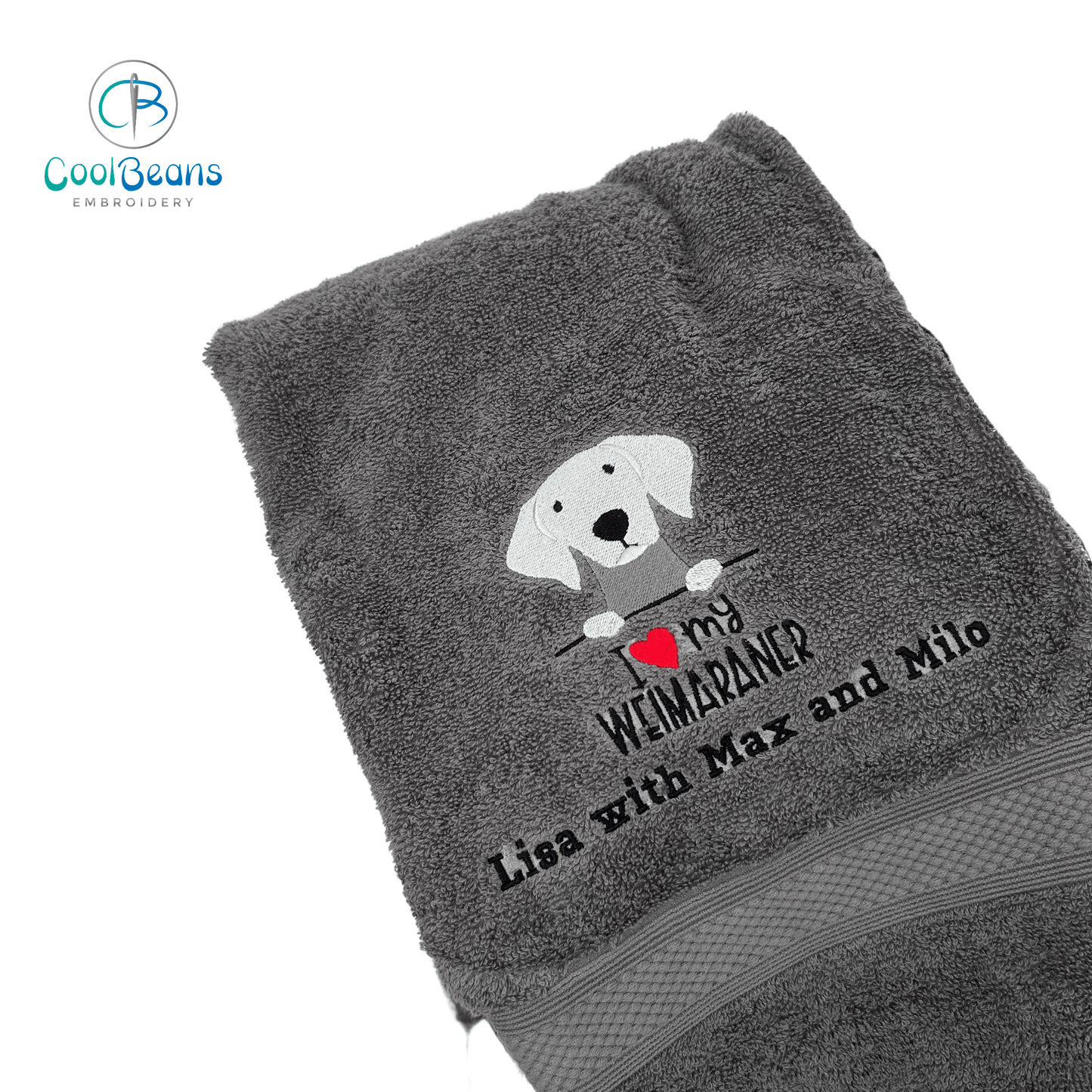 Dog Towels - I Love my Weimaraner - Personalised