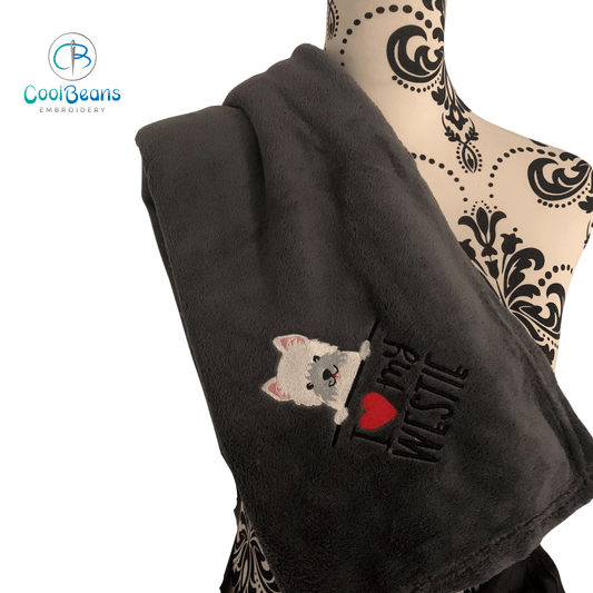 Pet Fleece Blanket - Westie (Corner) - Personalised