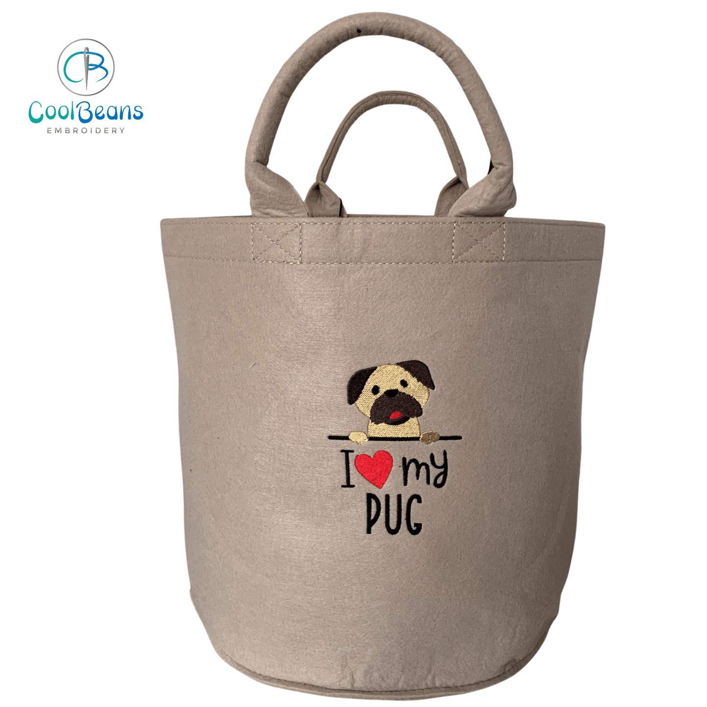 Pug Toy/Blanket Storage - Pet Felt Trug - Pet Storage Tub - Personalised