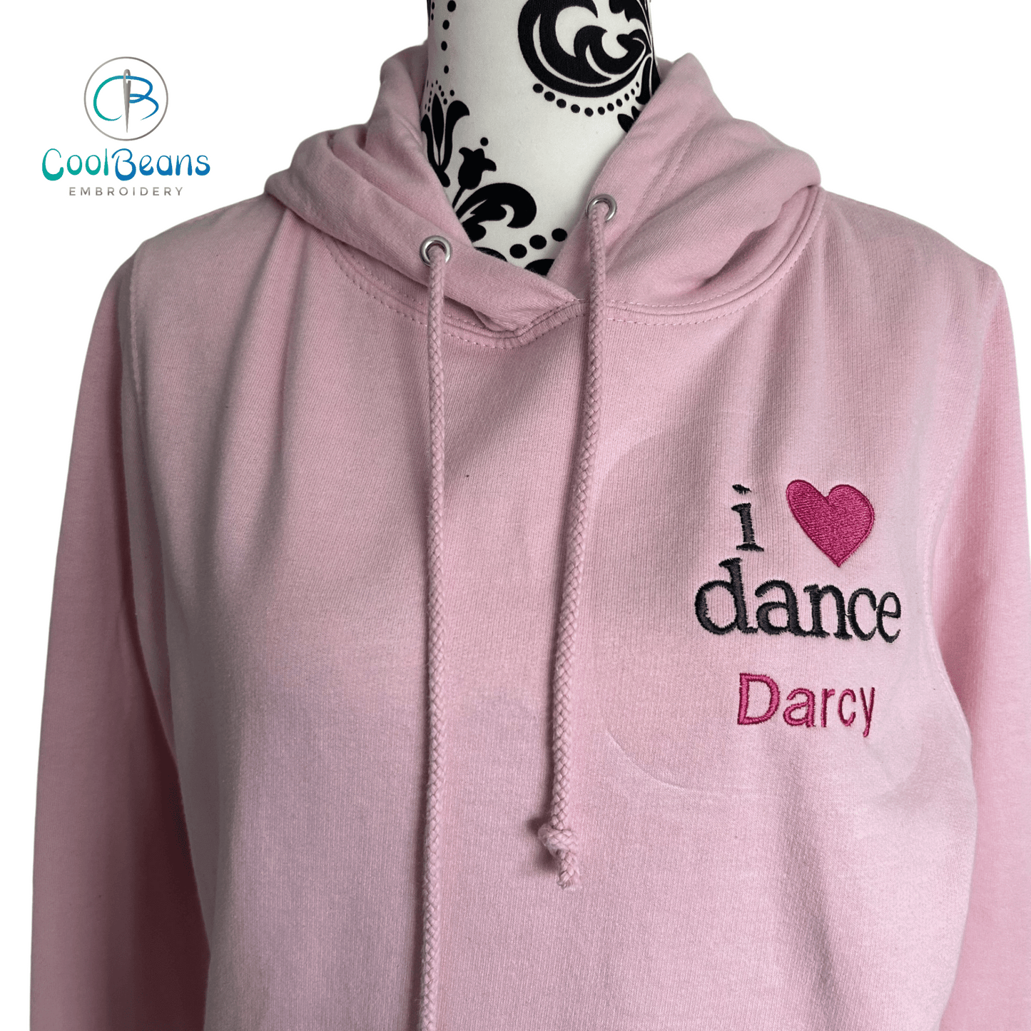 I Love Dance Embroidered Personalised Hoodie