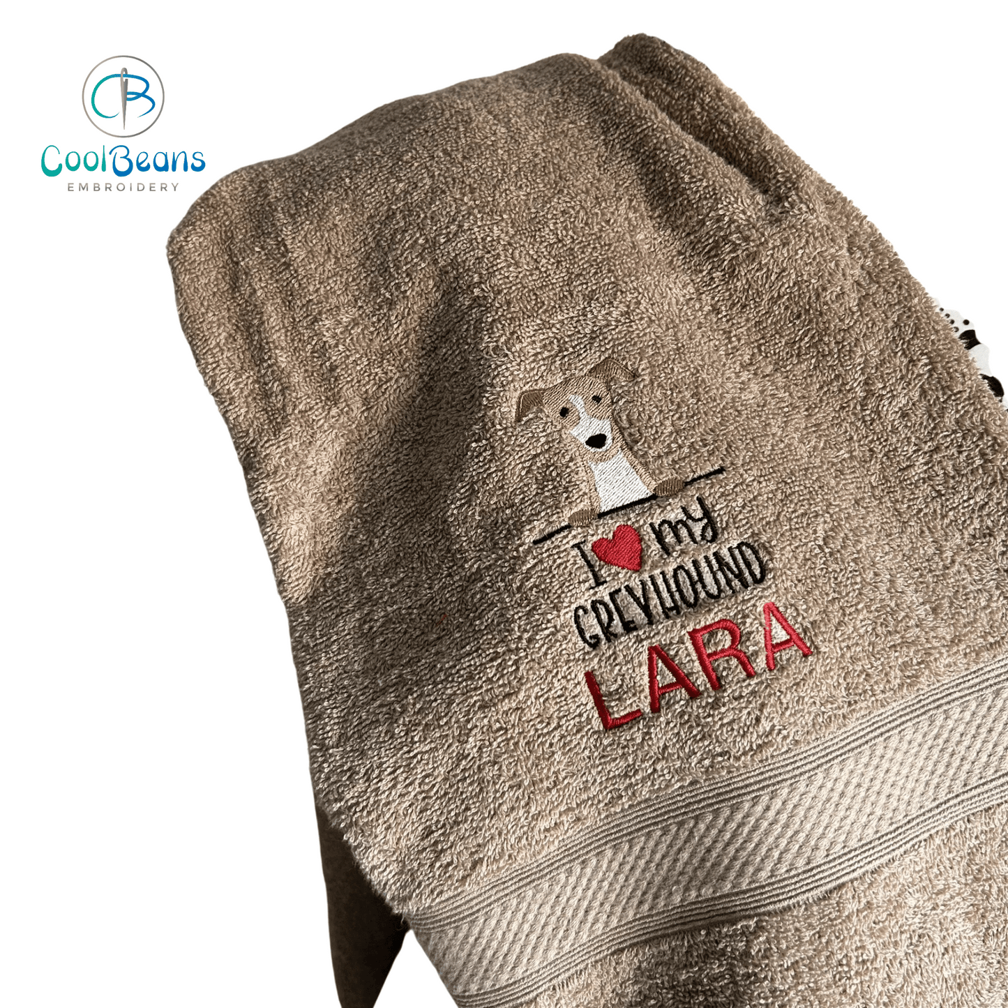 Dog Towels - I Love my Greyhound - Personalised