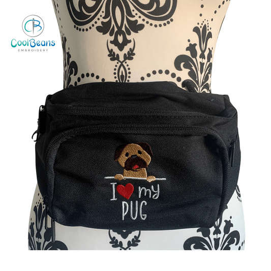 Dog Walking - I Love my Pug - Belt Bag / 4 Zip Bumbag