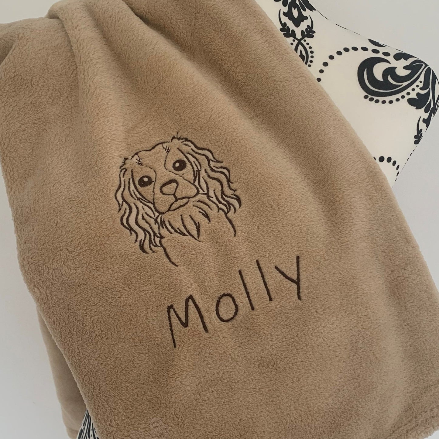 Pet Fleece Blanket - King Charles Spaniel - Personalised - Cool Beans Embroidery & Personalisation