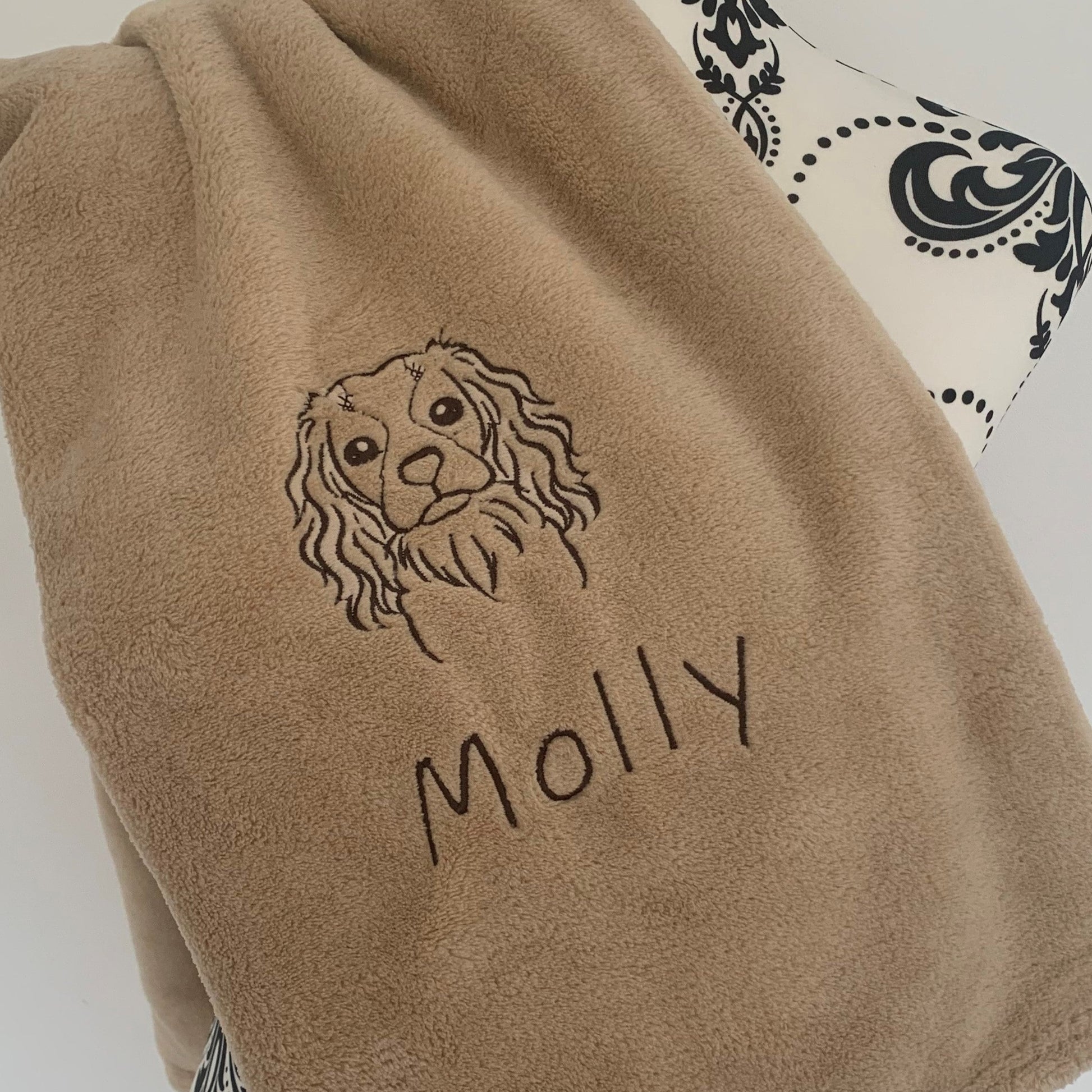Pet Fleece Blanket - King Charles Spaniel - Personalised - Cool Beans Embroidery & Personalisation