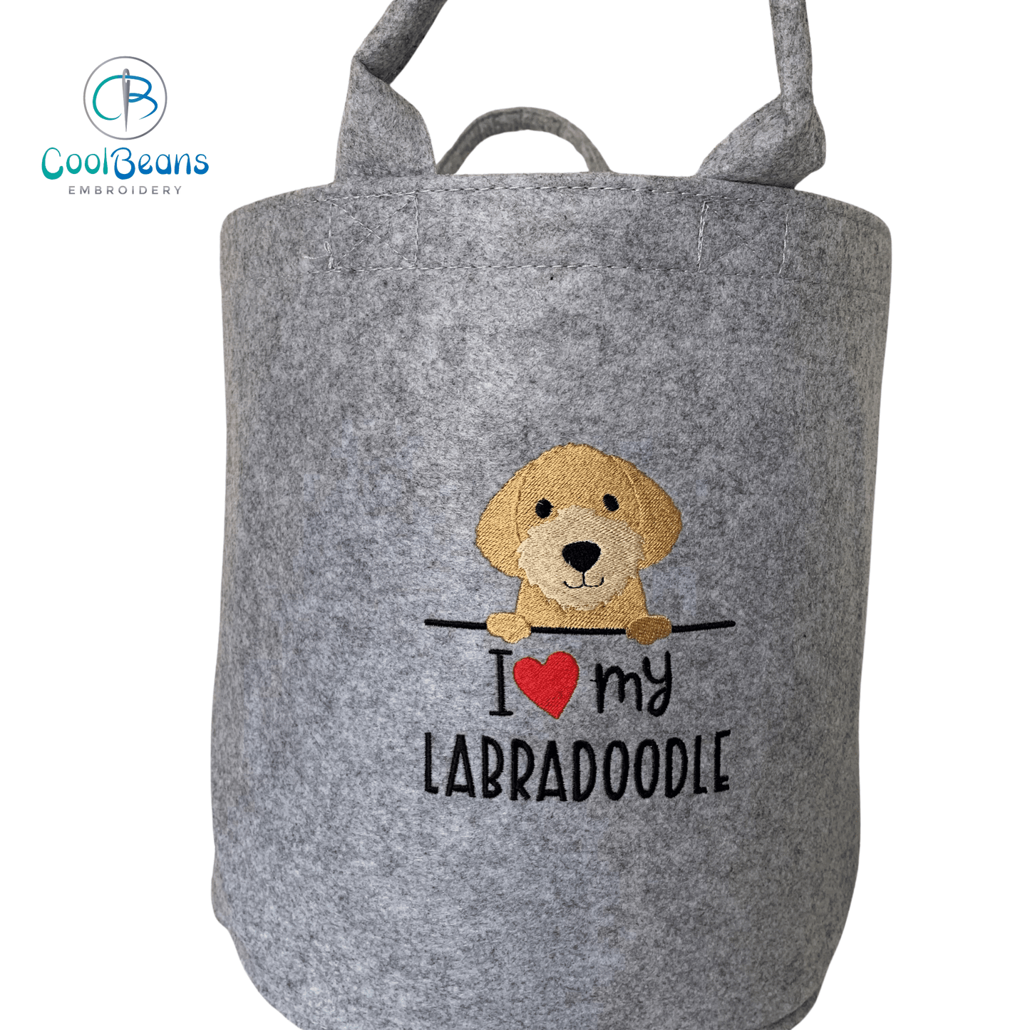 Labradoodle Toy/Blanket Storage - Pet Felt Trug - Pet Storage Tub - Personalised