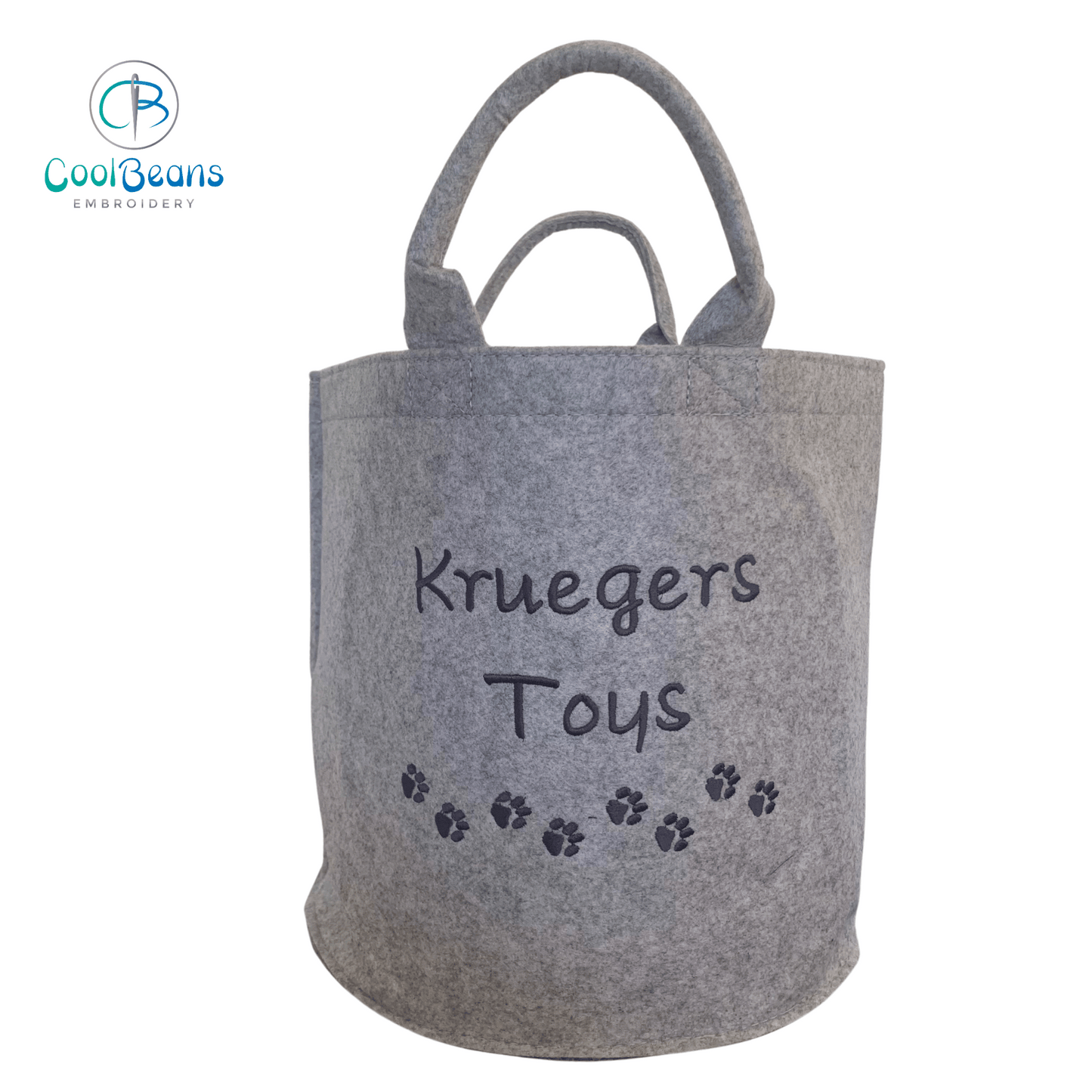 Pet Toy Storage - Mini Paws Felt Trug - Pet Storage Tub - Personalised
