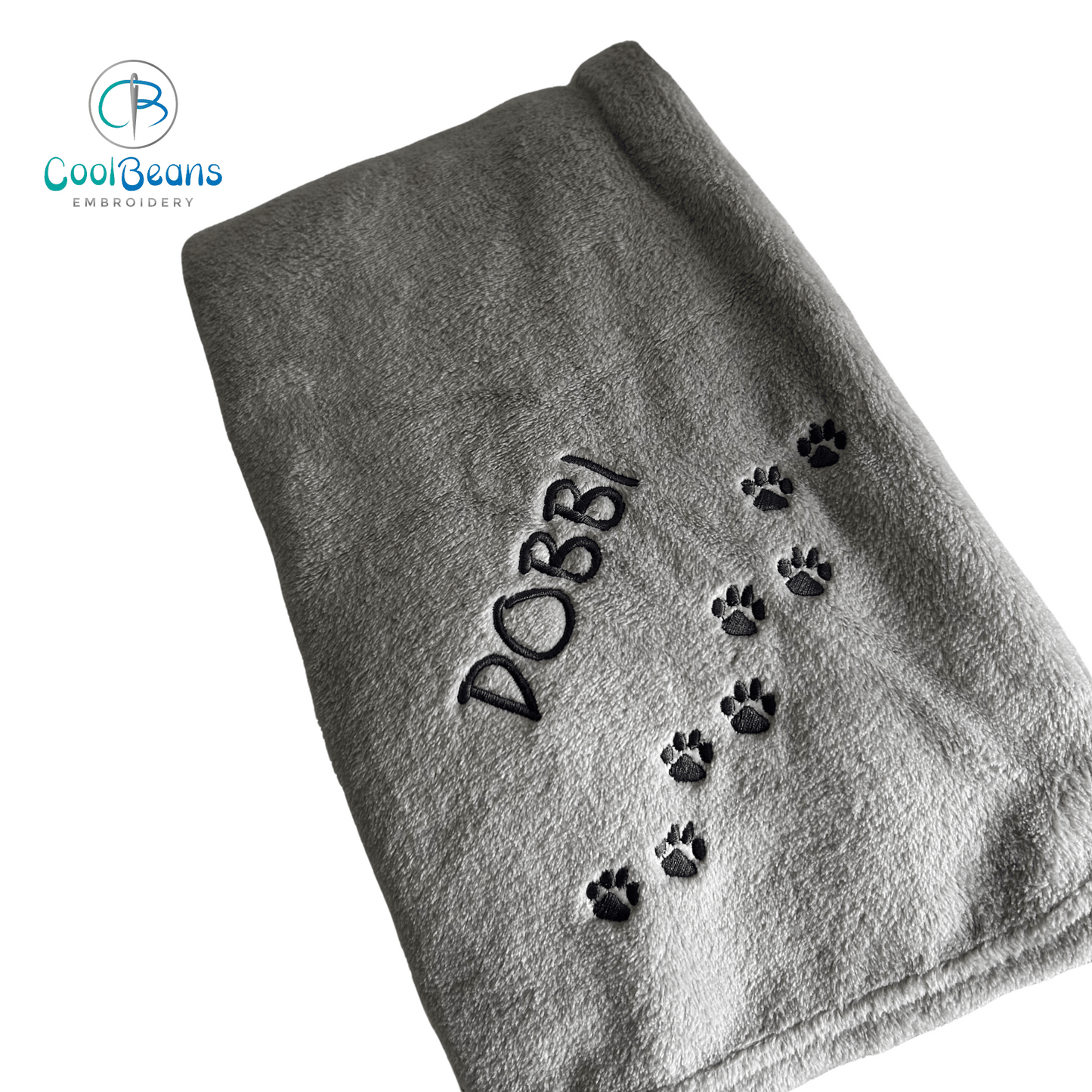 Pet Fleece Blanket - Mini Paws - Personalised in Corner