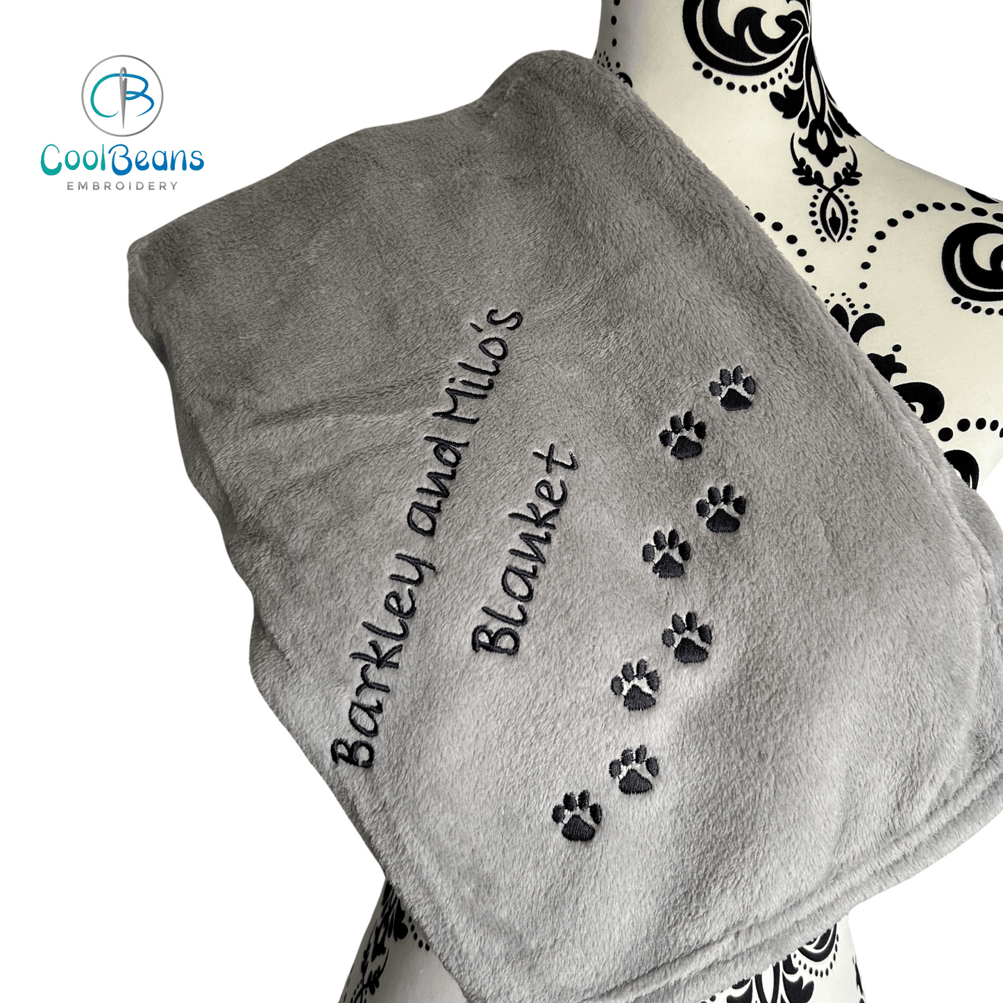 Pet Fleece Blanket - Mini Paws - Personalised in Corner