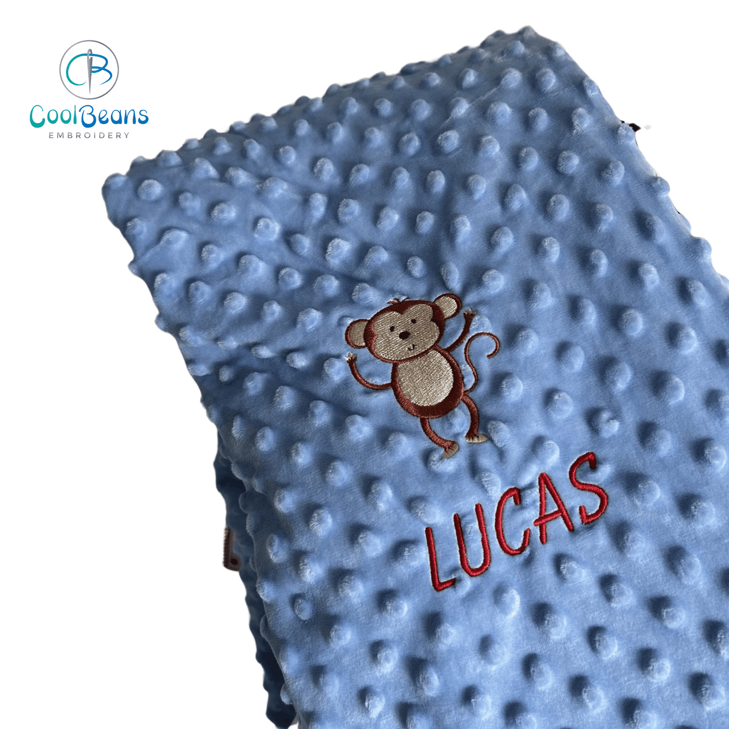 Monkey Waving - Baby Bubble Blanket - Personalised