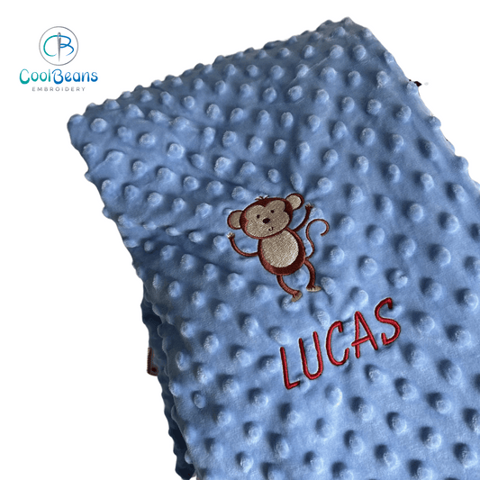 Monkey Waving - Baby Bubble Blanket - Personalised